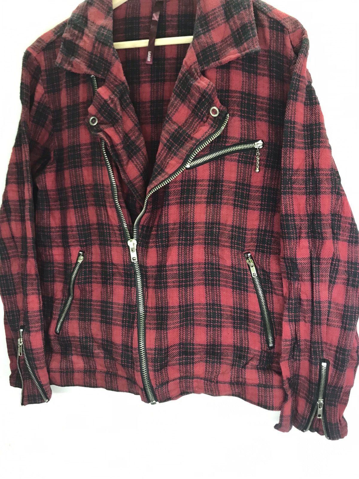 Japanese Brand Vtg Hikari Shoji Punk full zip Checkered biker jacket Size US M / EU 48-50 / 2 - 2 Thumbnail
