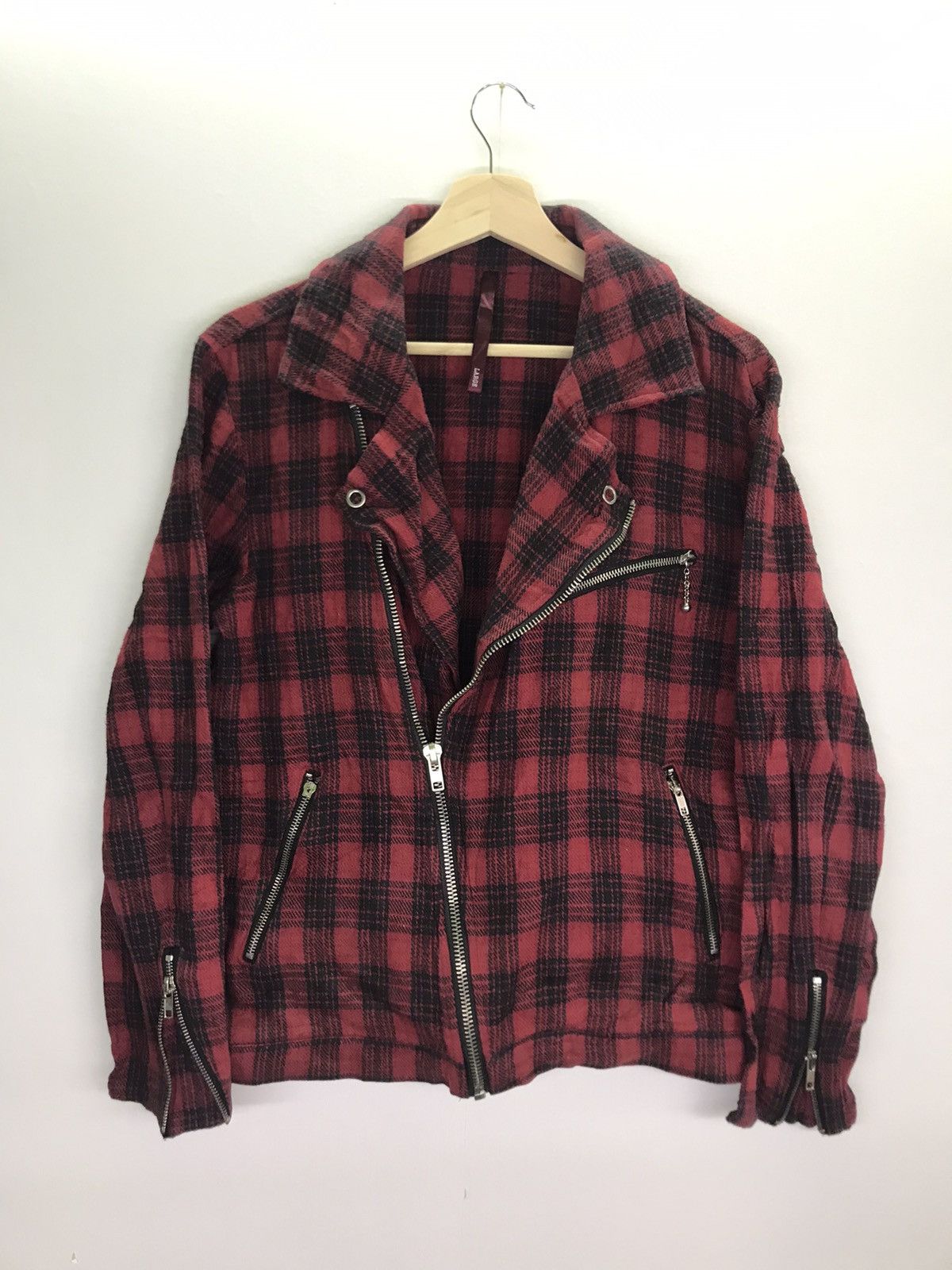 Japanese Brand Vtg Hikari Shoji Punk full zip Checkered biker jacket Size US M / EU 48-50 / 2 - 1 Thumbnail