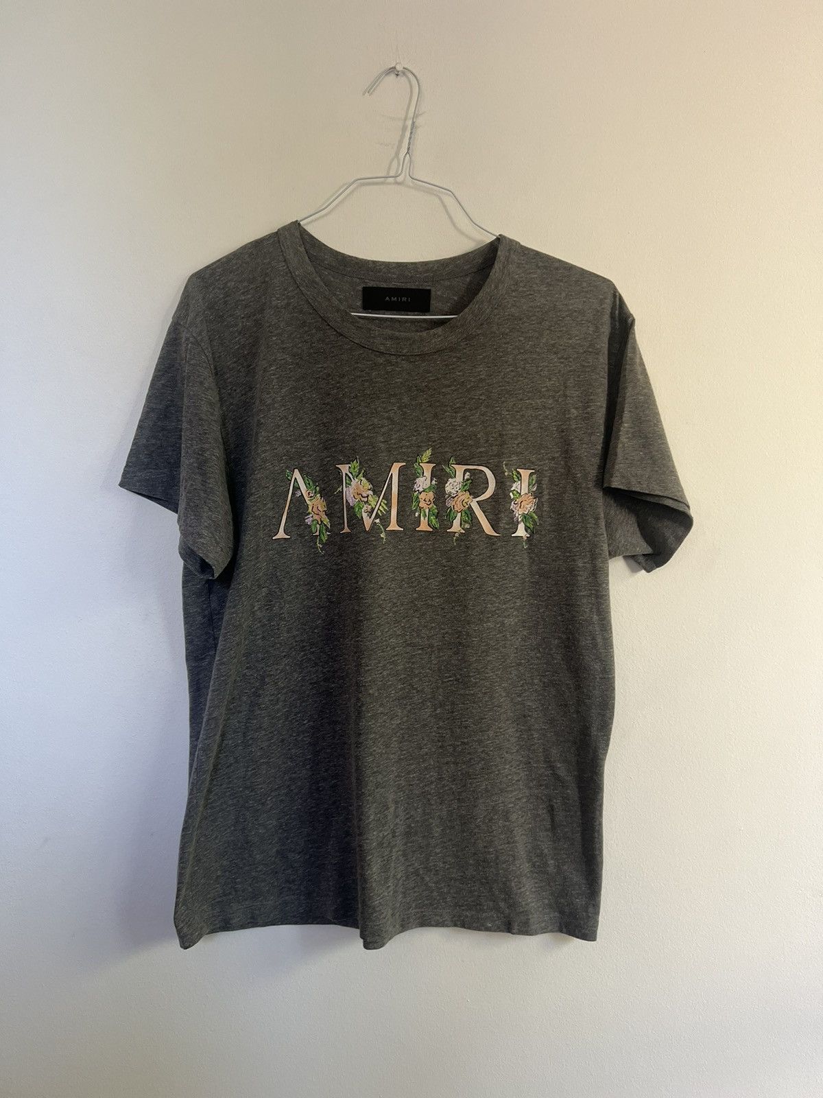 image of Amiri Flowers Gary Tee in Grey, Men's (Size Medium)