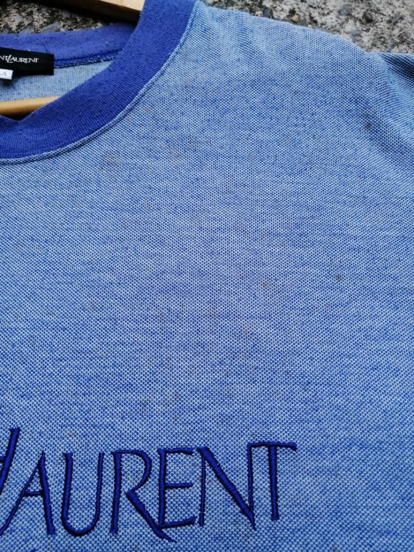 Vintage Yves Saint Laurent Embroidered Spellout Tee Size US L / EU 52-54 / 3 - 2 Thumbnail