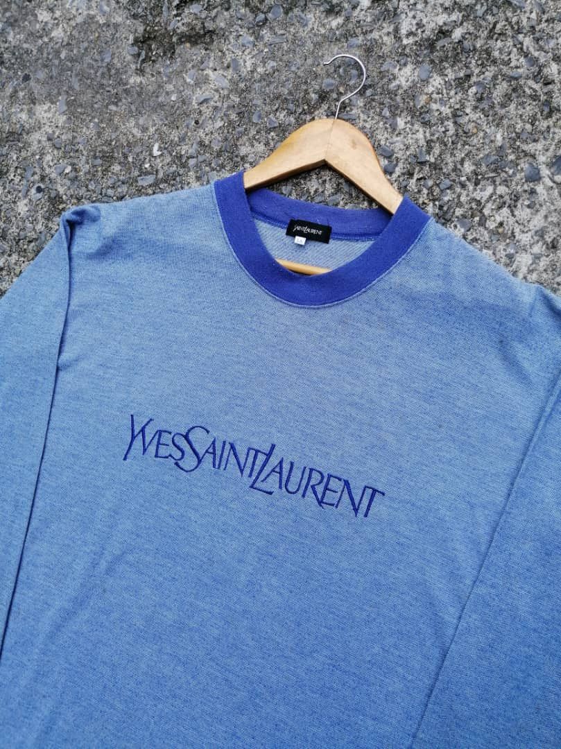 Vintage Yves Saint Laurent Embroidered Spellout Tee Size US L / EU 52-54 / 3 - 3 Thumbnail
