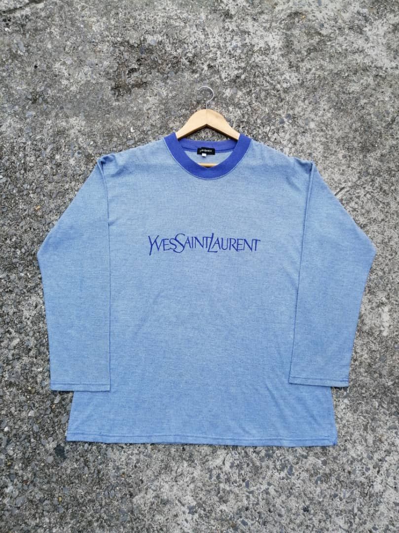 Vintage Yves Saint Laurent Embroidered Spellout Tee Size US L / EU 52-54 / 3 - 1 Thumbnail