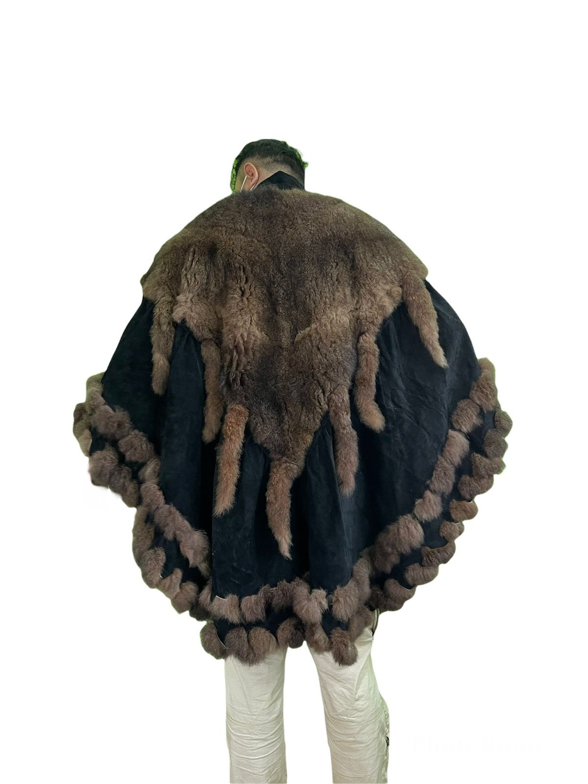 Pre-owned Mink Fur Coat Binding Offer Exclusive Offer Mink Fur Poncho Cape In Black