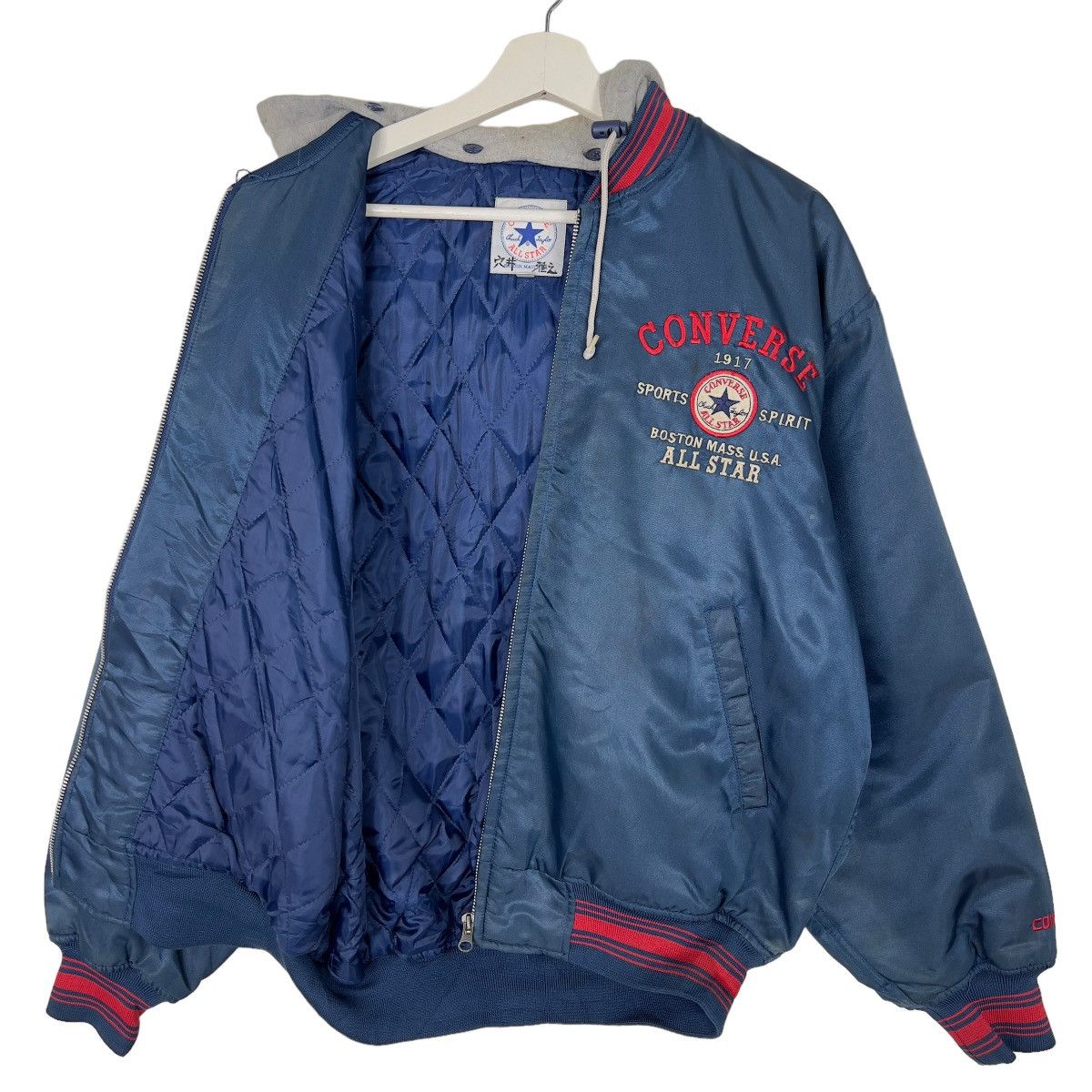 Japanese Brand 🔥 PICK RIOT VINTAGE CONVERSE HOODIE BOMBER JACKET Size US L / EU 52-54 / 3 - 7 Thumbnail