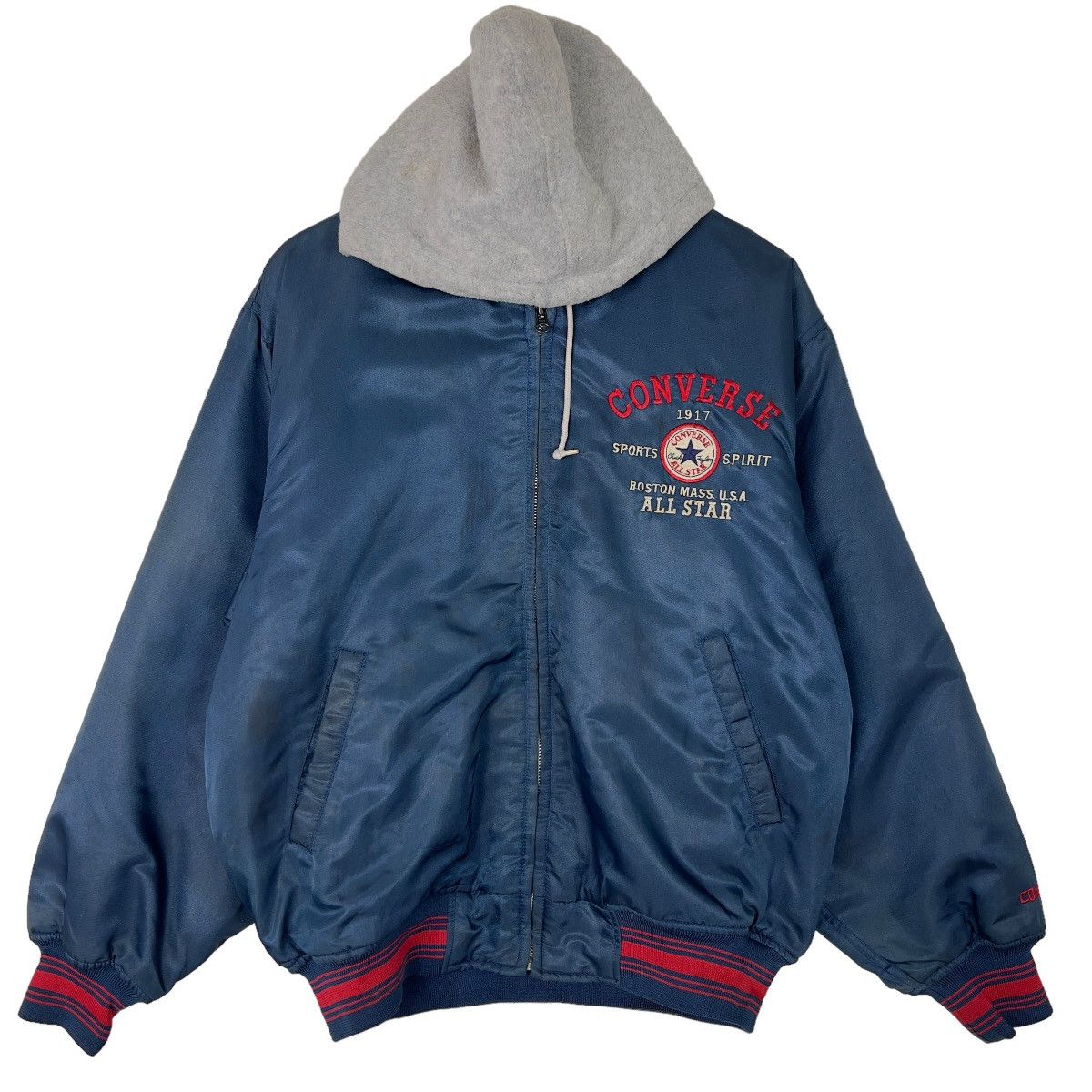 Japanese Brand 🔥 PICK RIOT VINTAGE CONVERSE HOODIE BOMBER JACKET Size US L / EU 52-54 / 3 - 2 Thumbnail