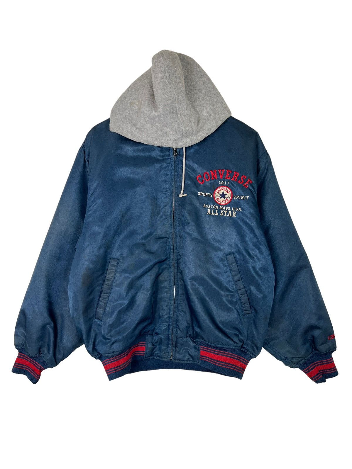 Japanese Brand 🔥 PICK RIOT VINTAGE CONVERSE HOODIE BOMBER JACKET Size US L / EU 52-54 / 3 - 6 Thumbnail