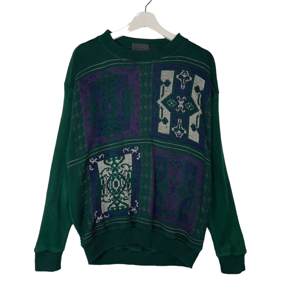 Aran Isles Knitwear × Homespun Knitwear 🔥 VINTAGE BRUNO DE ANGELIS MILANO PRINTED KNITWEAR Size US L / EU 52-54 / 3 - 2 Thumbnail