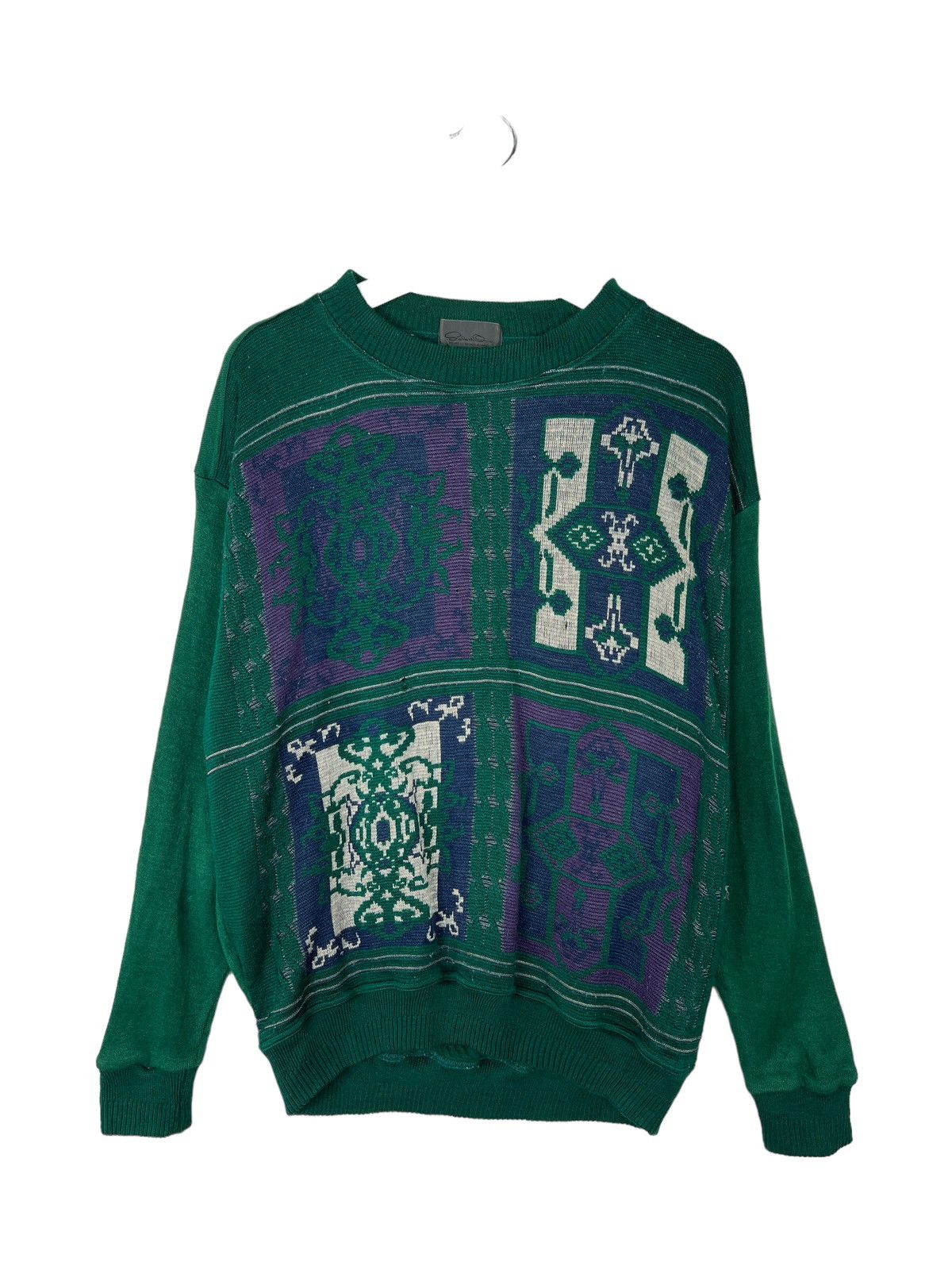 Aran Isles Knitwear × Homespun Knitwear 🔥 VINTAGE BRUNO DE ANGELIS MILANO PRINTED KNITWEAR Size US L / EU 52-54 / 3 - 1 Thumbnail