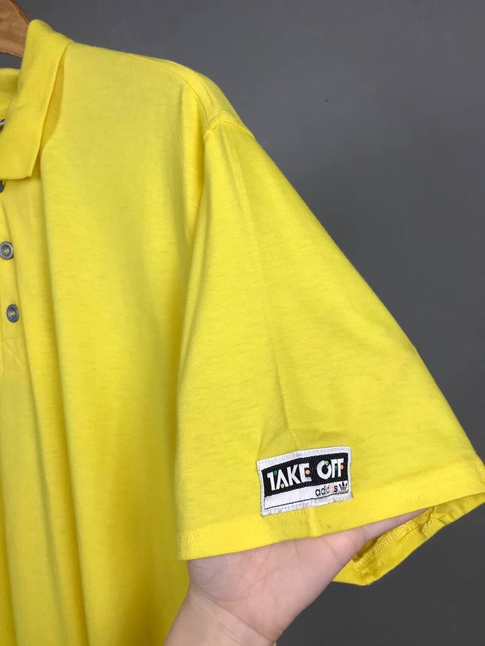 Vintage Adidas Take Off yellow vintage streetwear polo tee Size US L / EU 52-54 / 3 - 7 Thumbnail