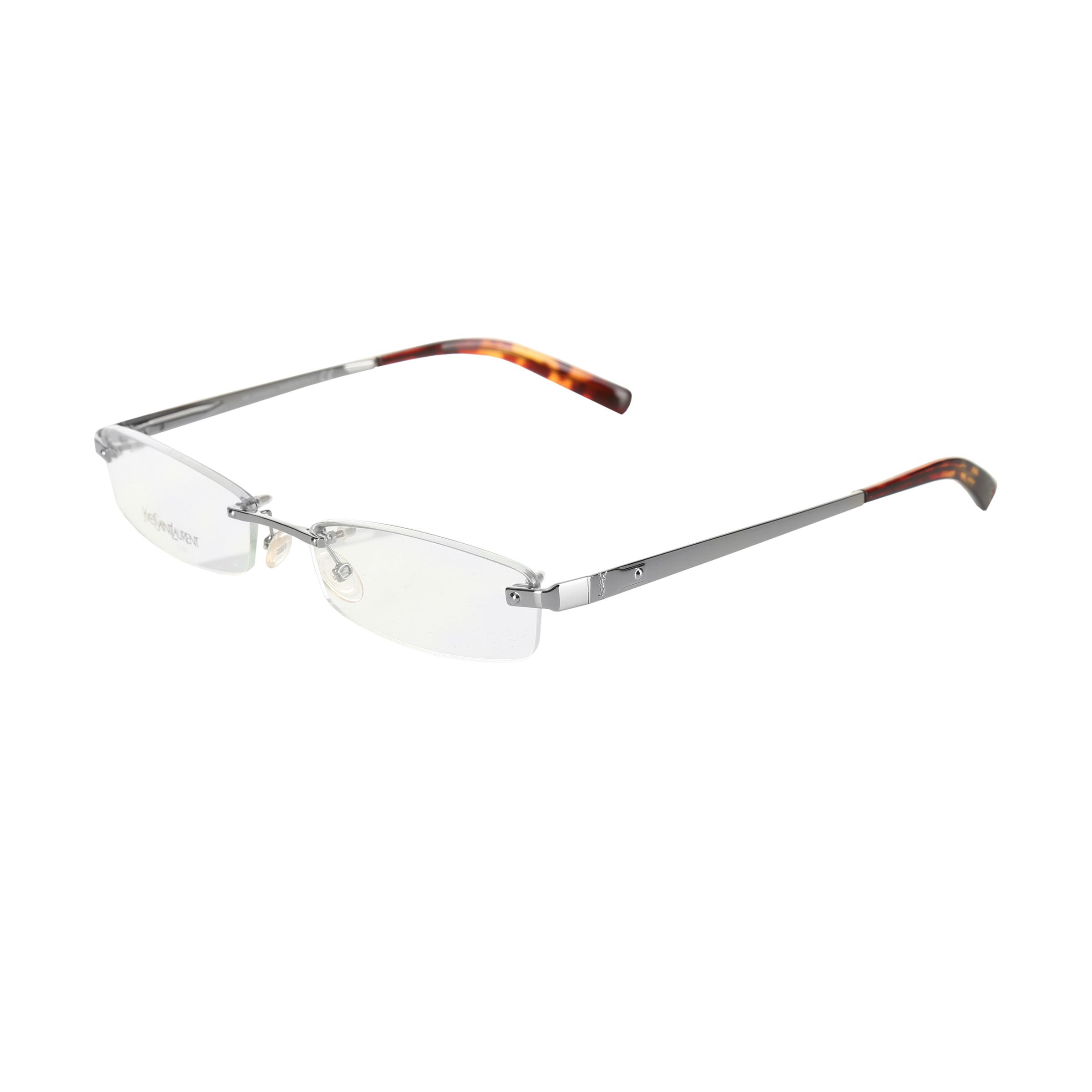 Yves Saint Laurent '90s Rimless Silver Rectangular Glasses