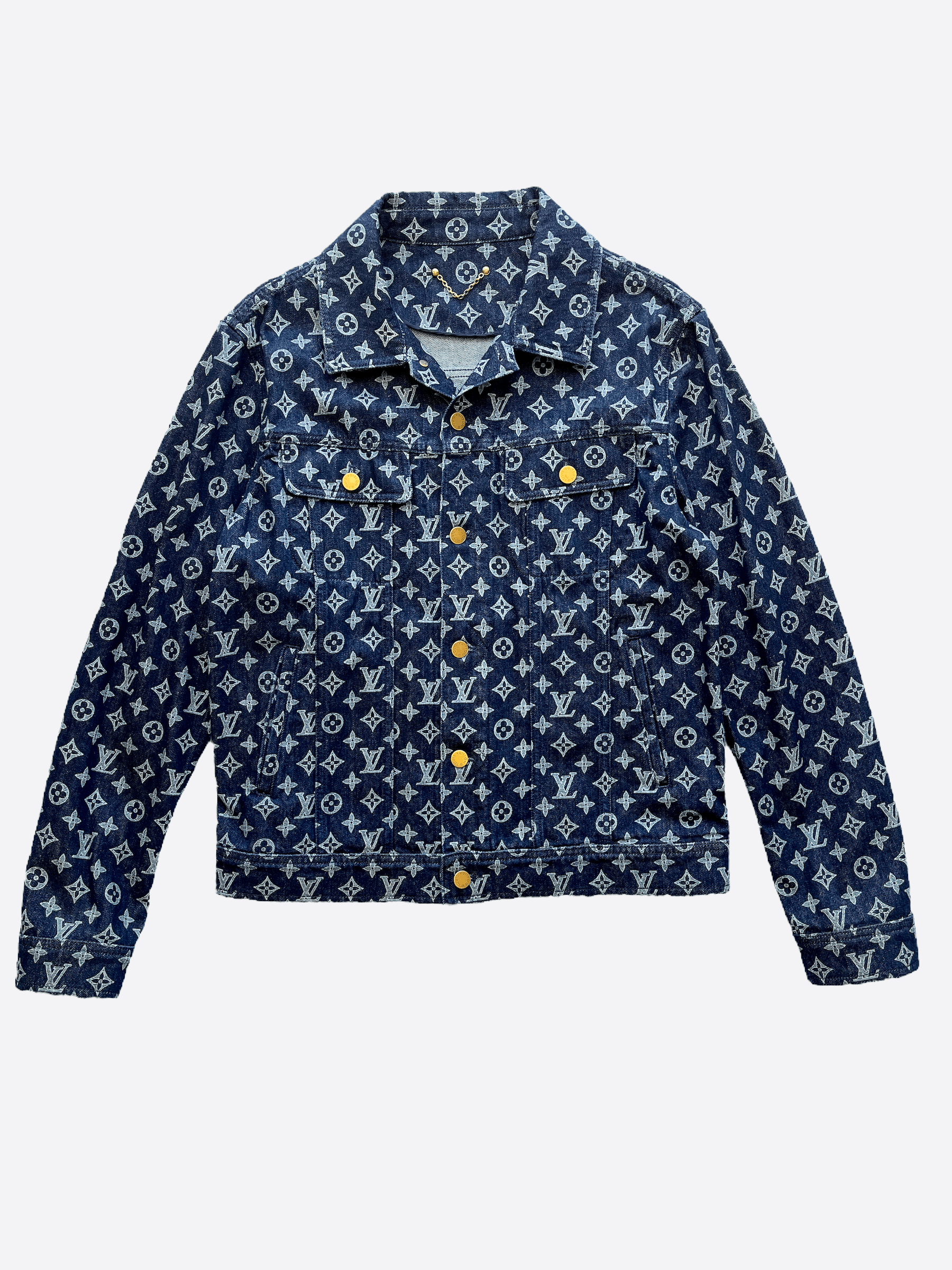 image of Louis Vuitton Kim Jones Monogram Denim Jacket in Blue, Men's (Size Medium)
