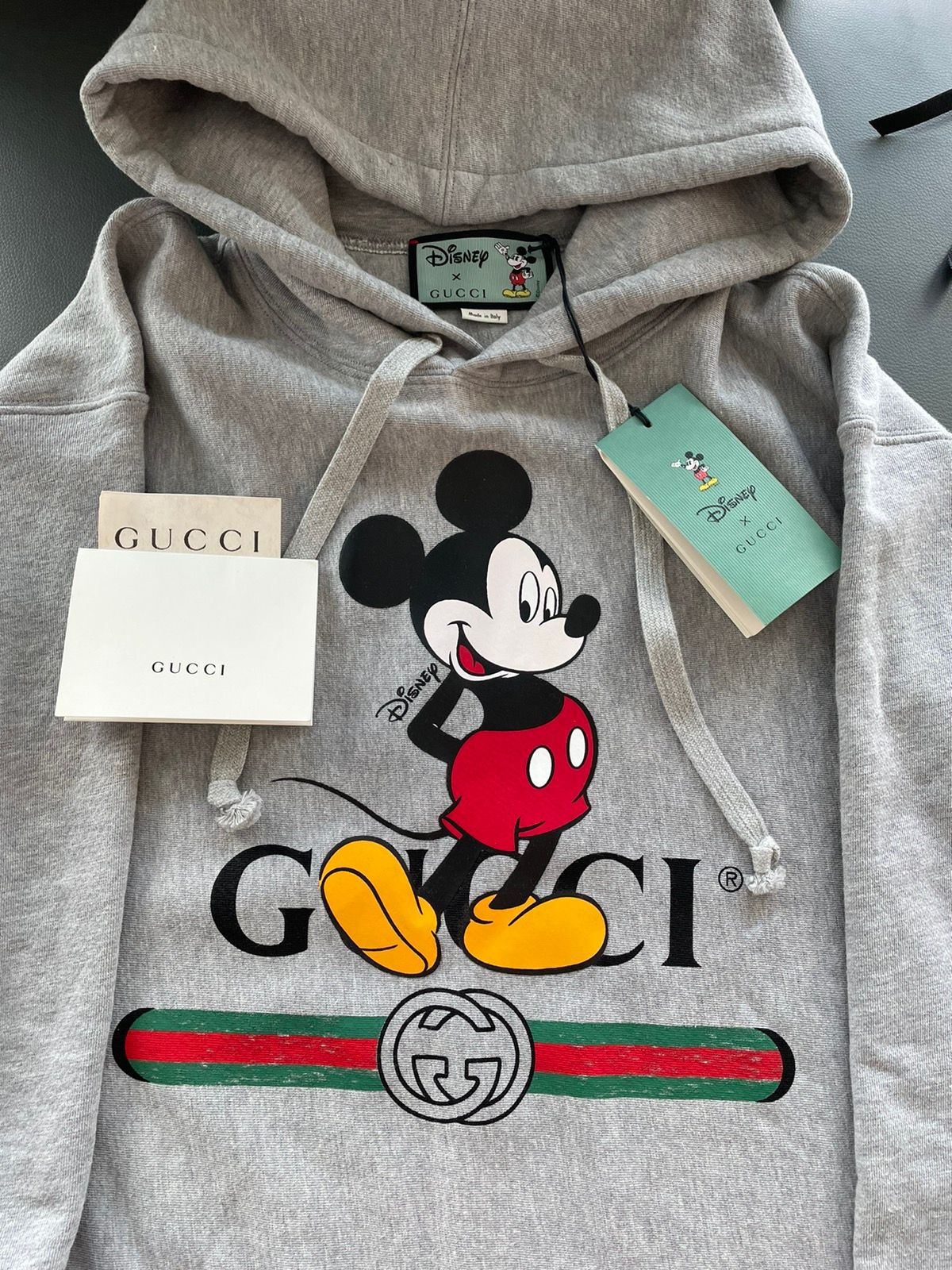 Pre-owned Disney X Gucci Super Runway Gucci X Mickey Mouse Logo Hoodie In Grey