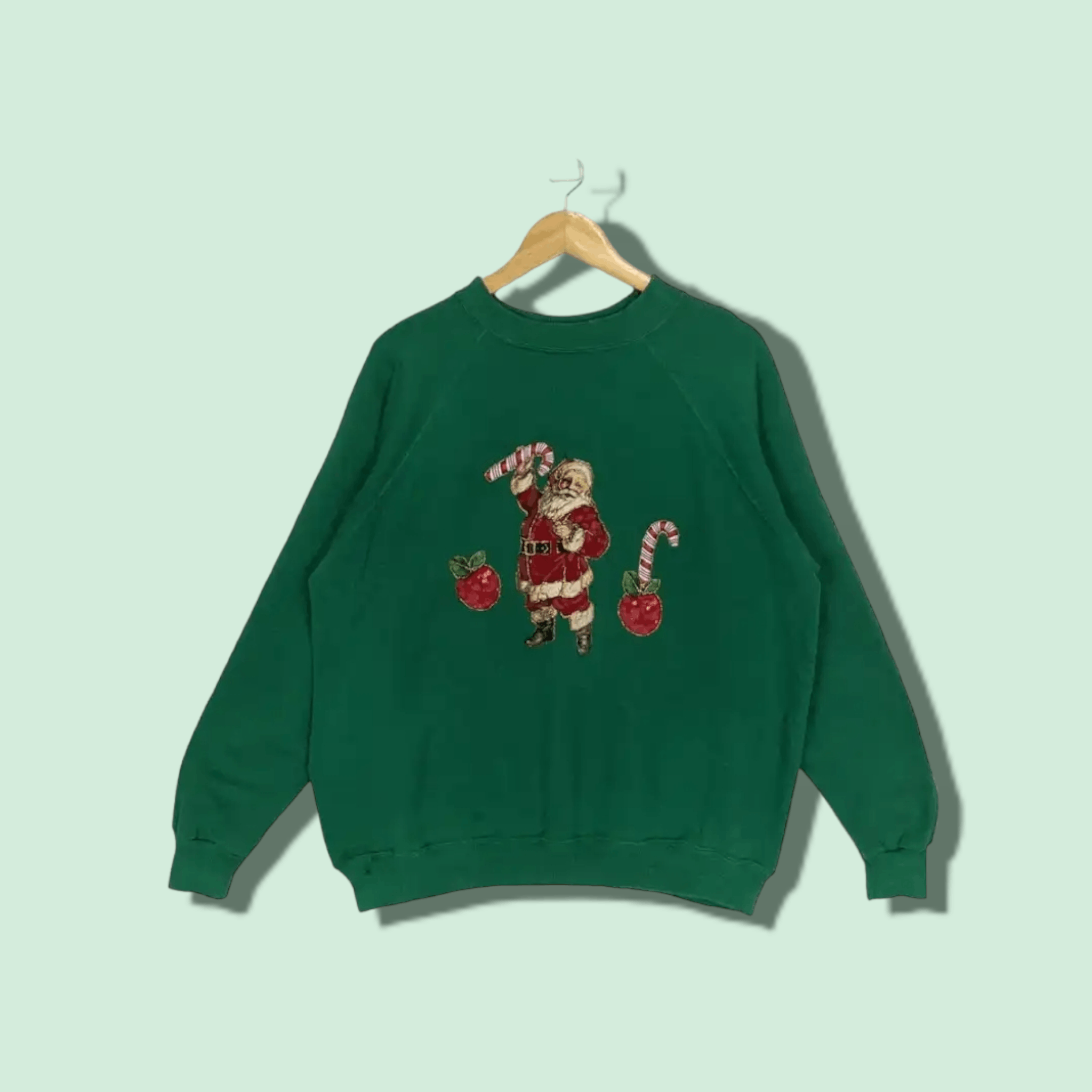 Hanes Vintage 90's HANES Santa Claus Christmas Jumper Sweatshirt Size US L / EU 52-54 / 3 - 1 Thumbnail