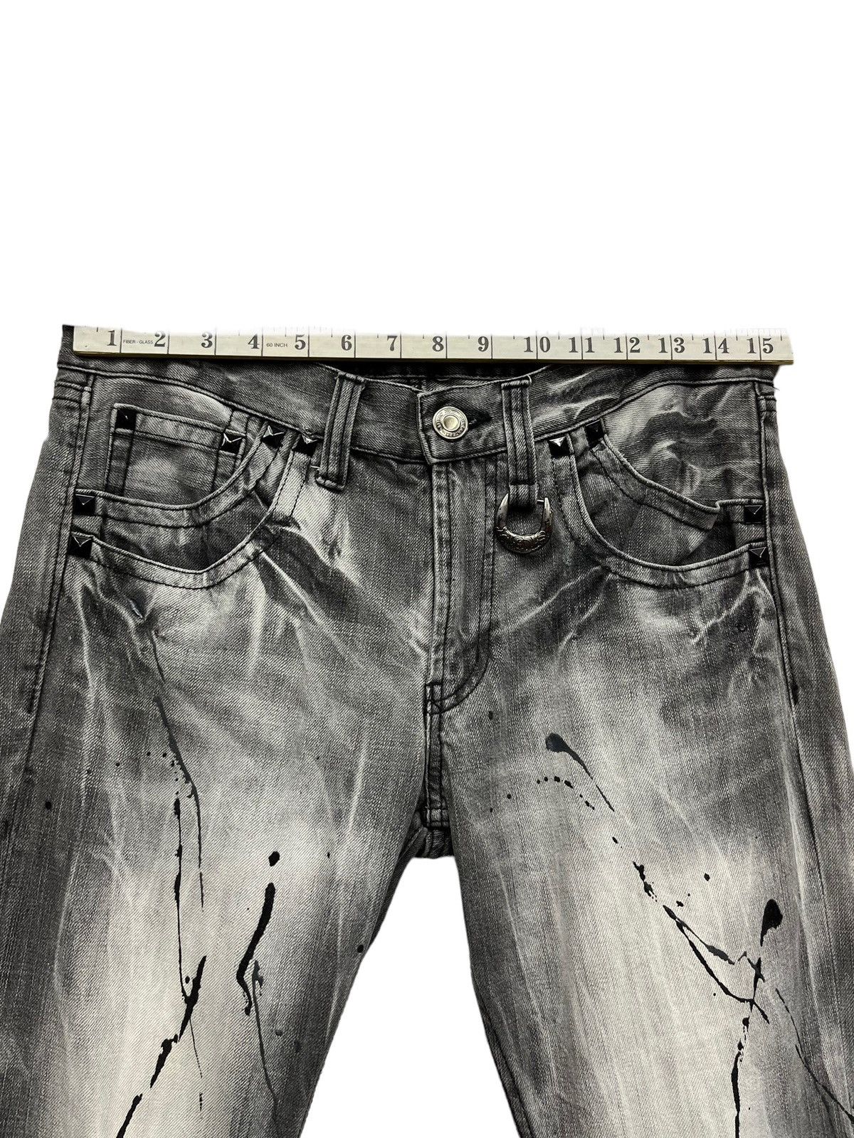 Japanese Brand × Tribal Streetwear Acid Wash Splash Punk Skull Heart Tribal Embroidered FLARE💥 Size US 30 / EU 46 - 18 Thumbnail