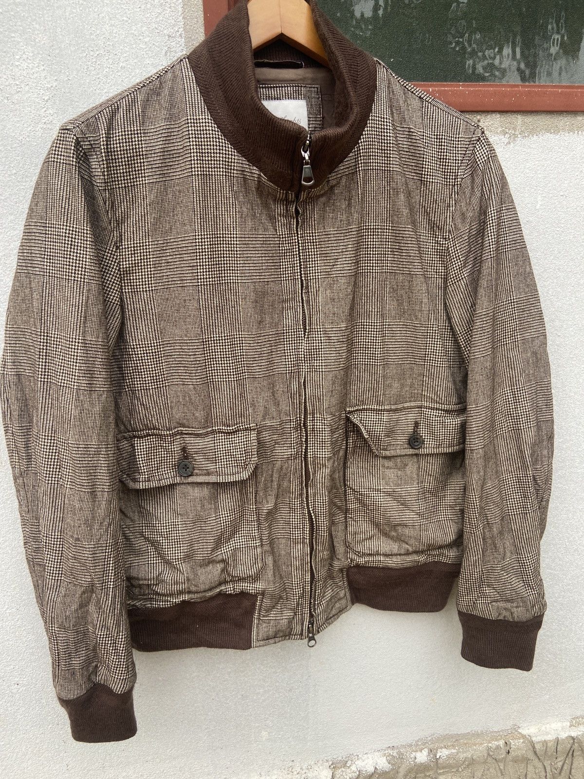 Beams Plus Beams Check Pattern Zip Up Wool Bomber Jacket Size US S / EU 44-46 / 1 - 3 Thumbnail