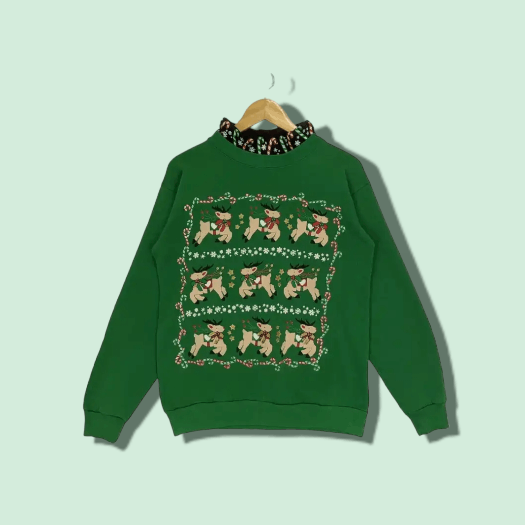 Tultex Vintage 90's TULTEX Santa Claus Reindeer Rudolph Sweatshirt Size US S / EU 44-46 / 1 - 1 Thumbnail