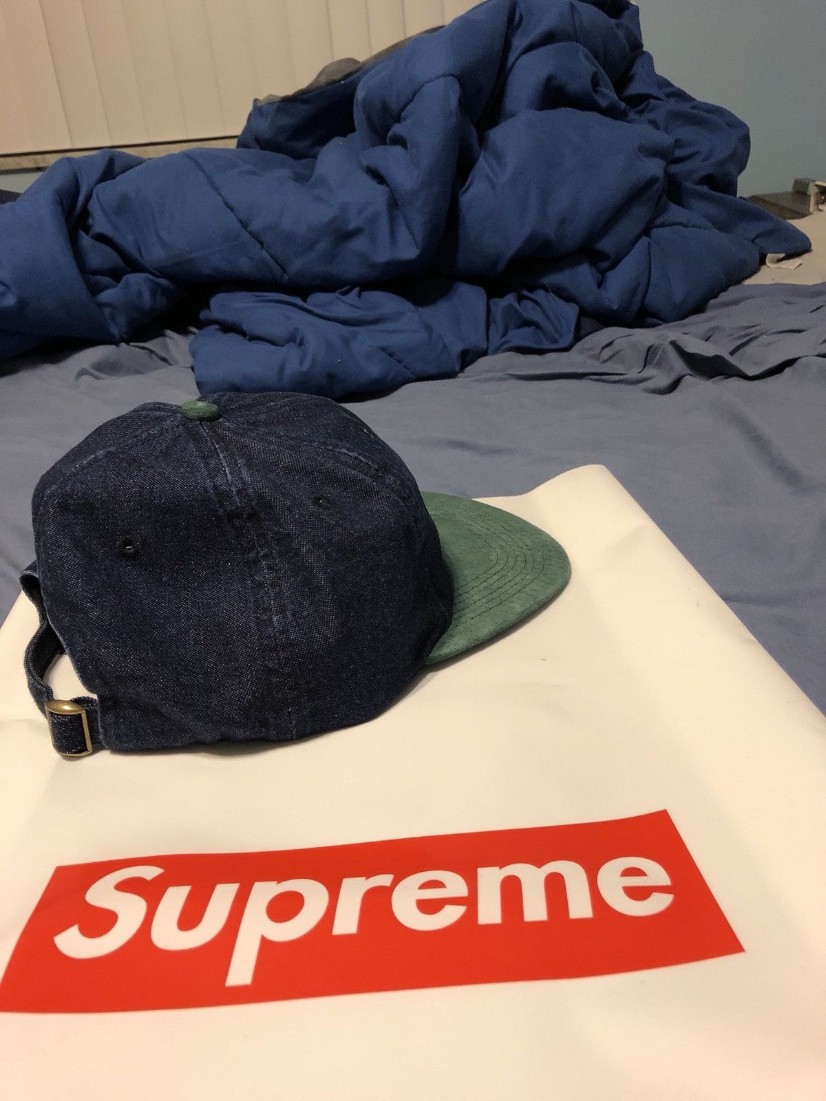 New Supreme SS18 Black Denim Suede Compact Logo buy 6-Panel