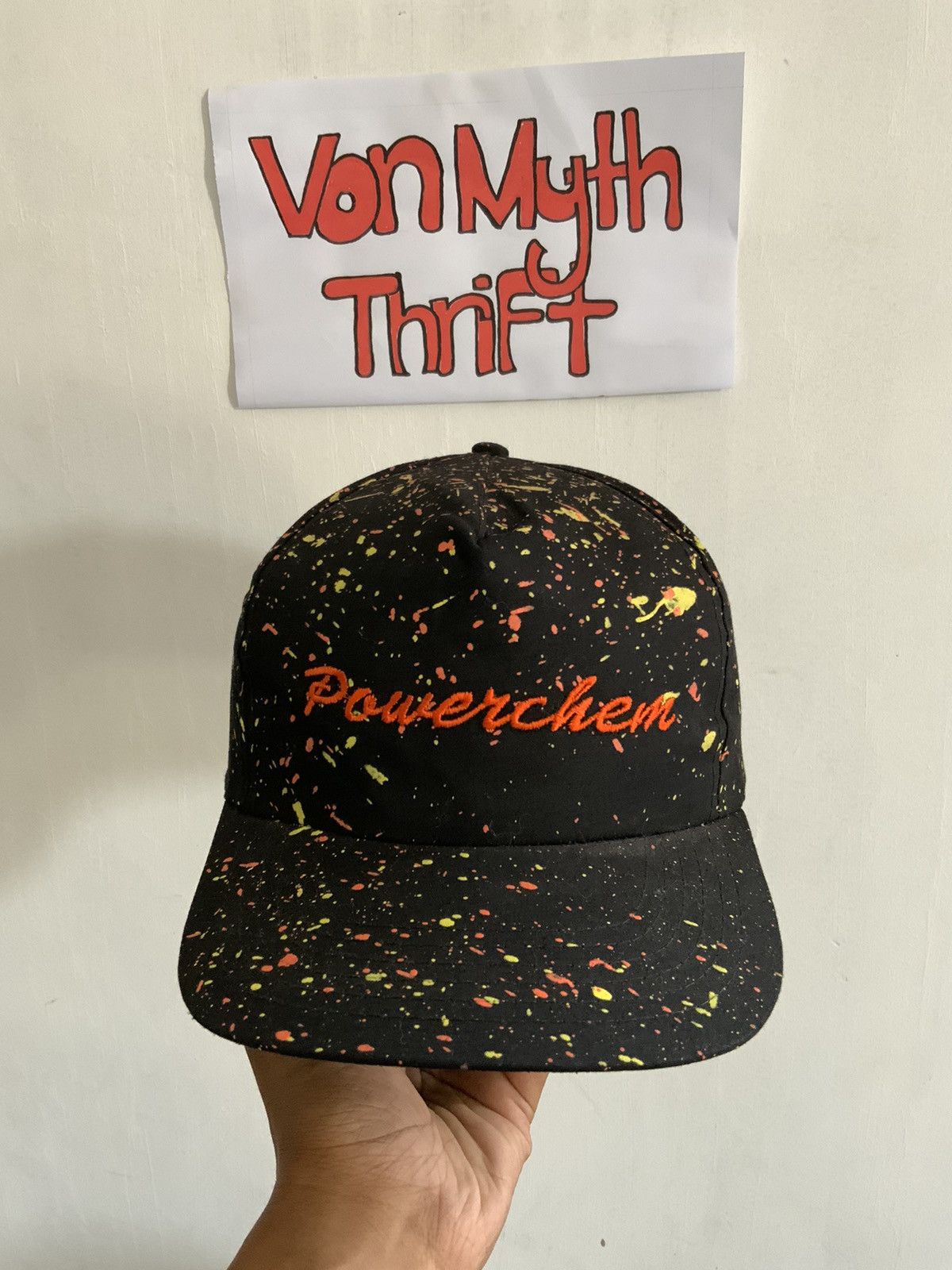 Japanese Brand Powercham Spellout Painted Style Japan Hat Size ONE SIZE - 1 Thumbnail
