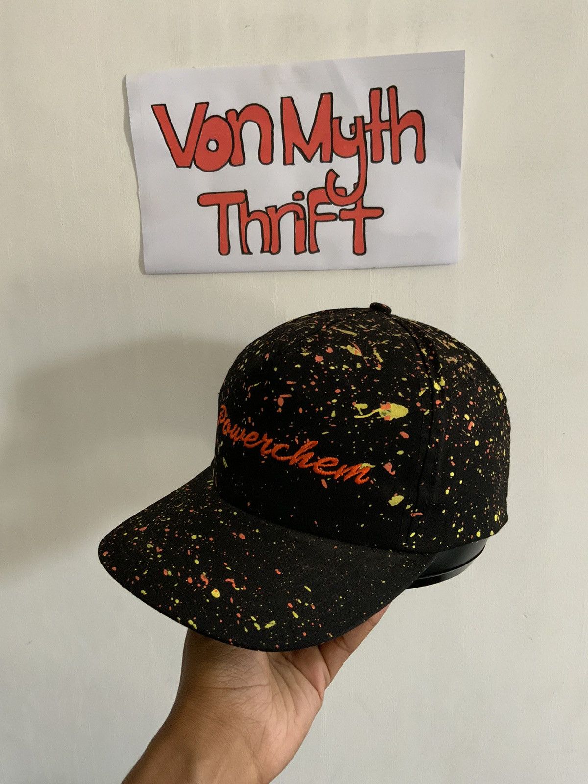 Japanese Brand Powercham Spellout Painted Style Japan Hat Size ONE SIZE - 2 Thumbnail