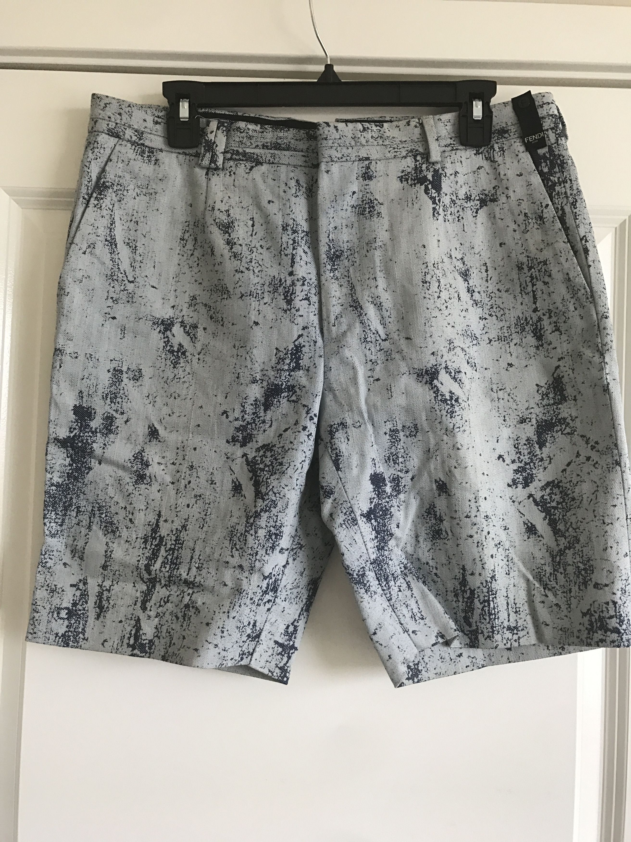 Fendi Blue Distressed Printed Classic Shorts Size 48 Size US 32 / EU 48 - 1 Thumbnail