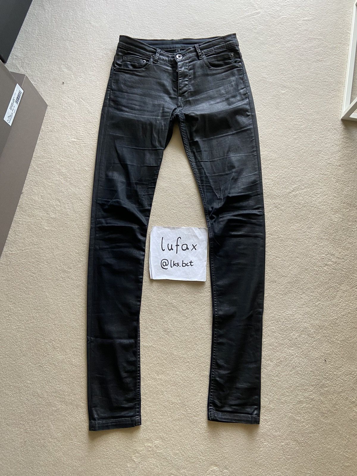 image of Rick Owens x Rick Owens Drkshdw Drkshdw Heavy Waxed Sbw Detroit Cut in Black, Men's (Size 26)