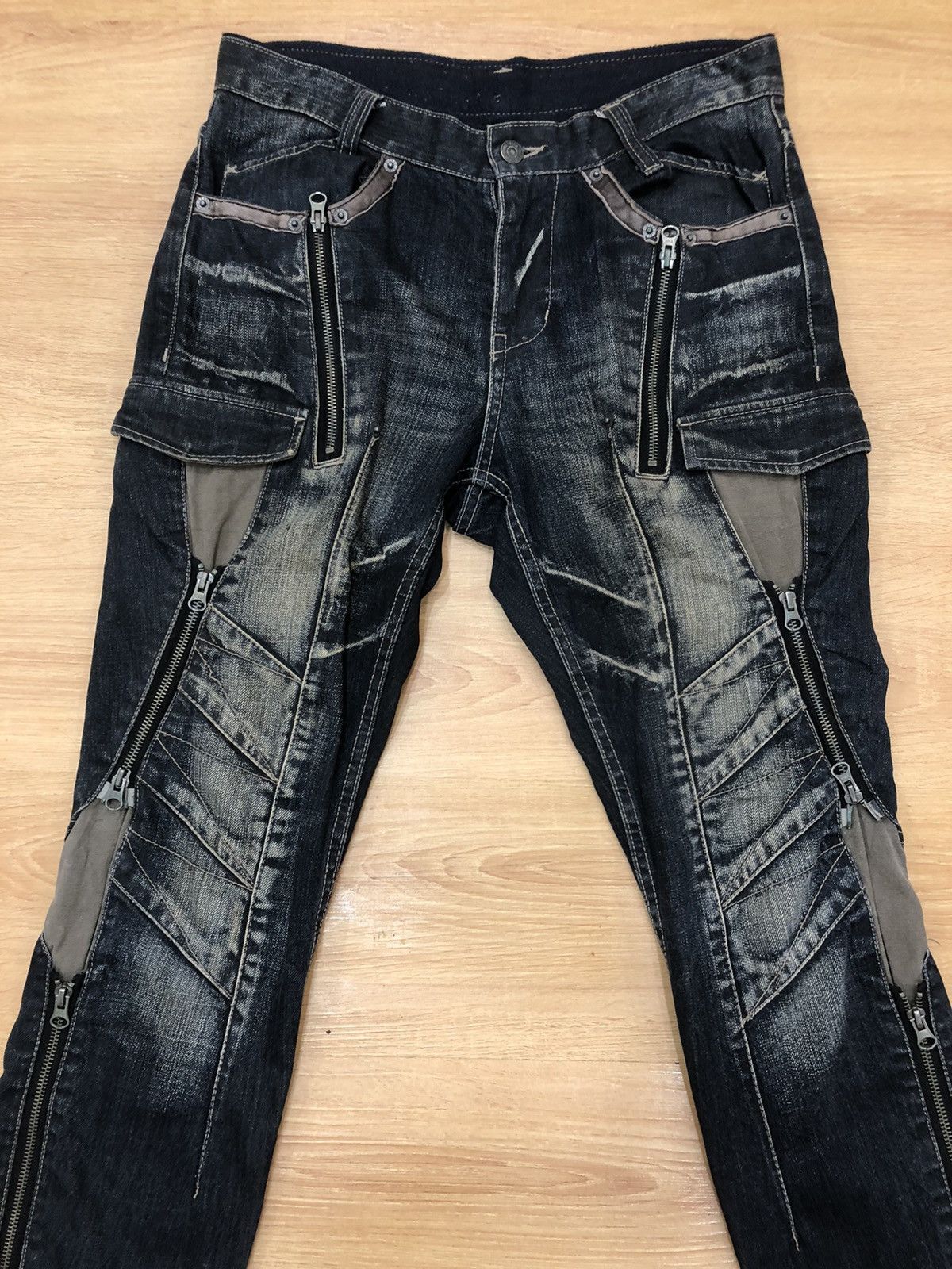 PPFM PPFM Denim Zipper Multi Tactical Distressed Jeans Size US 32 / EU 48 - 3 Thumbnail