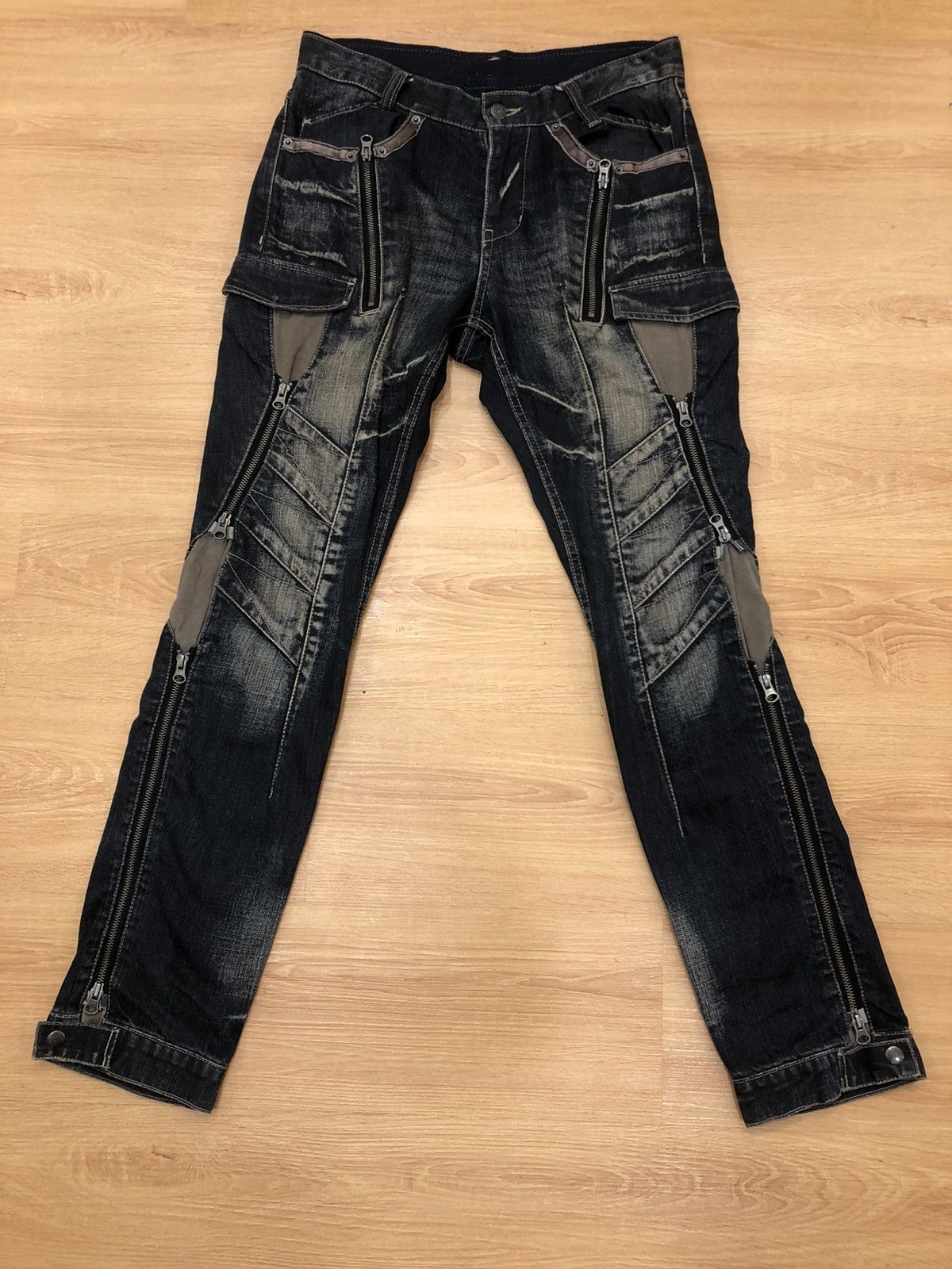 PPFM PPFM Denim Zipper Multi Tactical Distressed Jeans Size US 32 / EU 48 - 1 Thumbnail