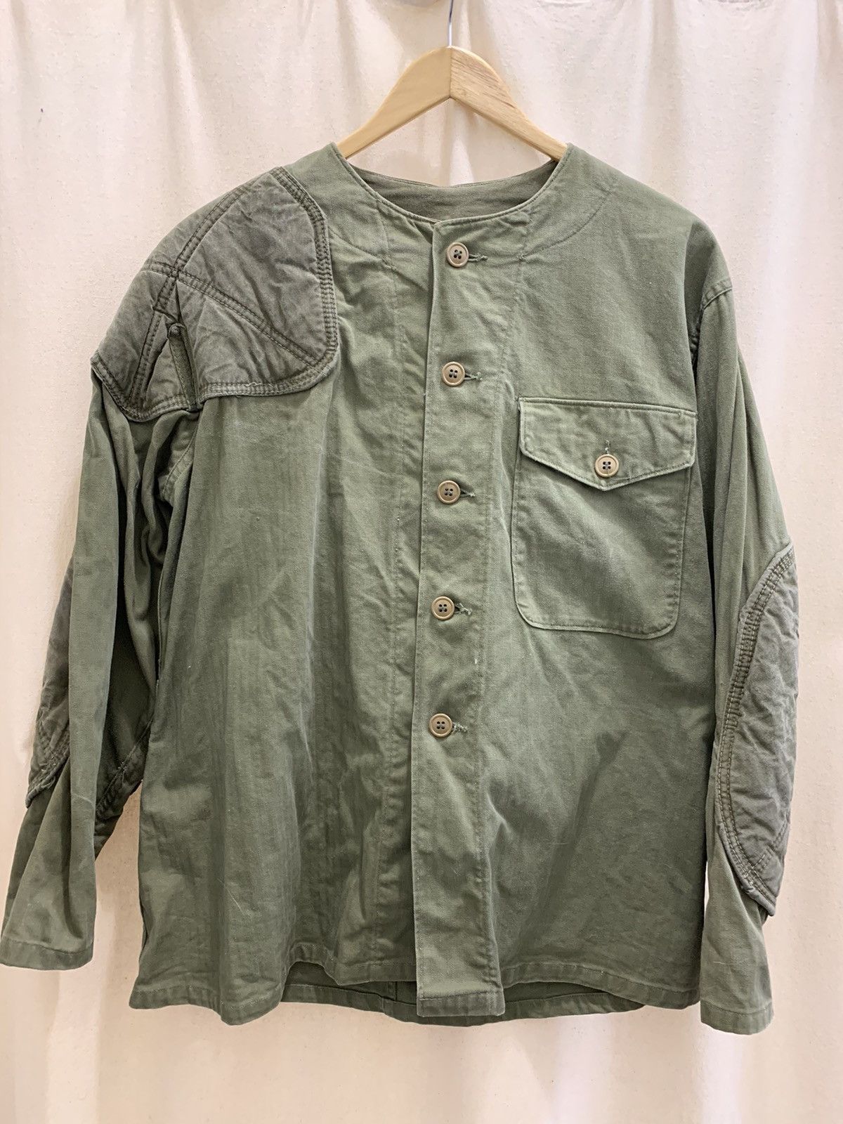 image of Vintage Wwii 1940S Herringbone Padded Sniper Jacket in Green, Men's (Size Small)