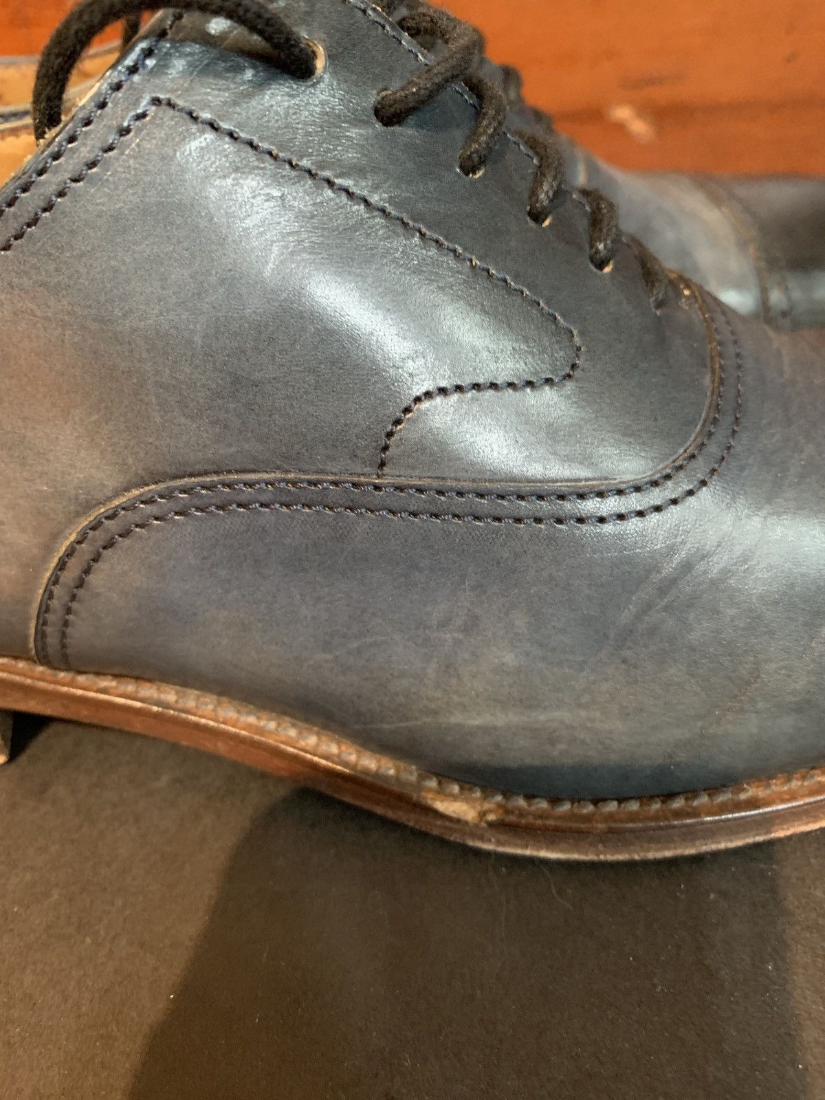 Barneys New York Barney’s New York Cap Toe Leather Dress Shoe Tamponato Blue Size US 8 / EU 41 - 5 Thumbnail