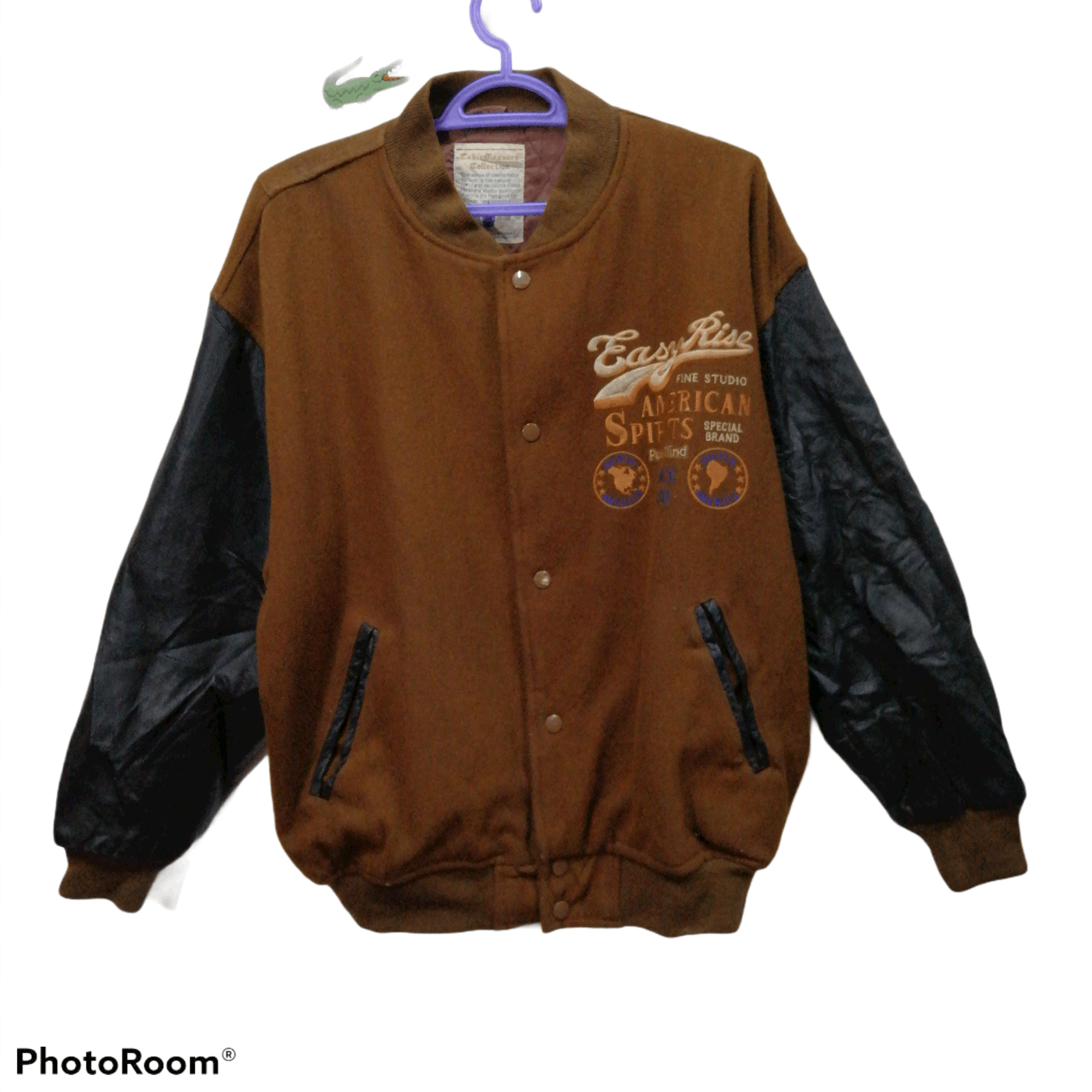 Japanese Brand × Vintage EASY RISE AMERICAN SPIRITS WOOL WITH LEATHER SLEEVE JACKET Size US L / EU 52-54 / 3 - 2 Thumbnail
