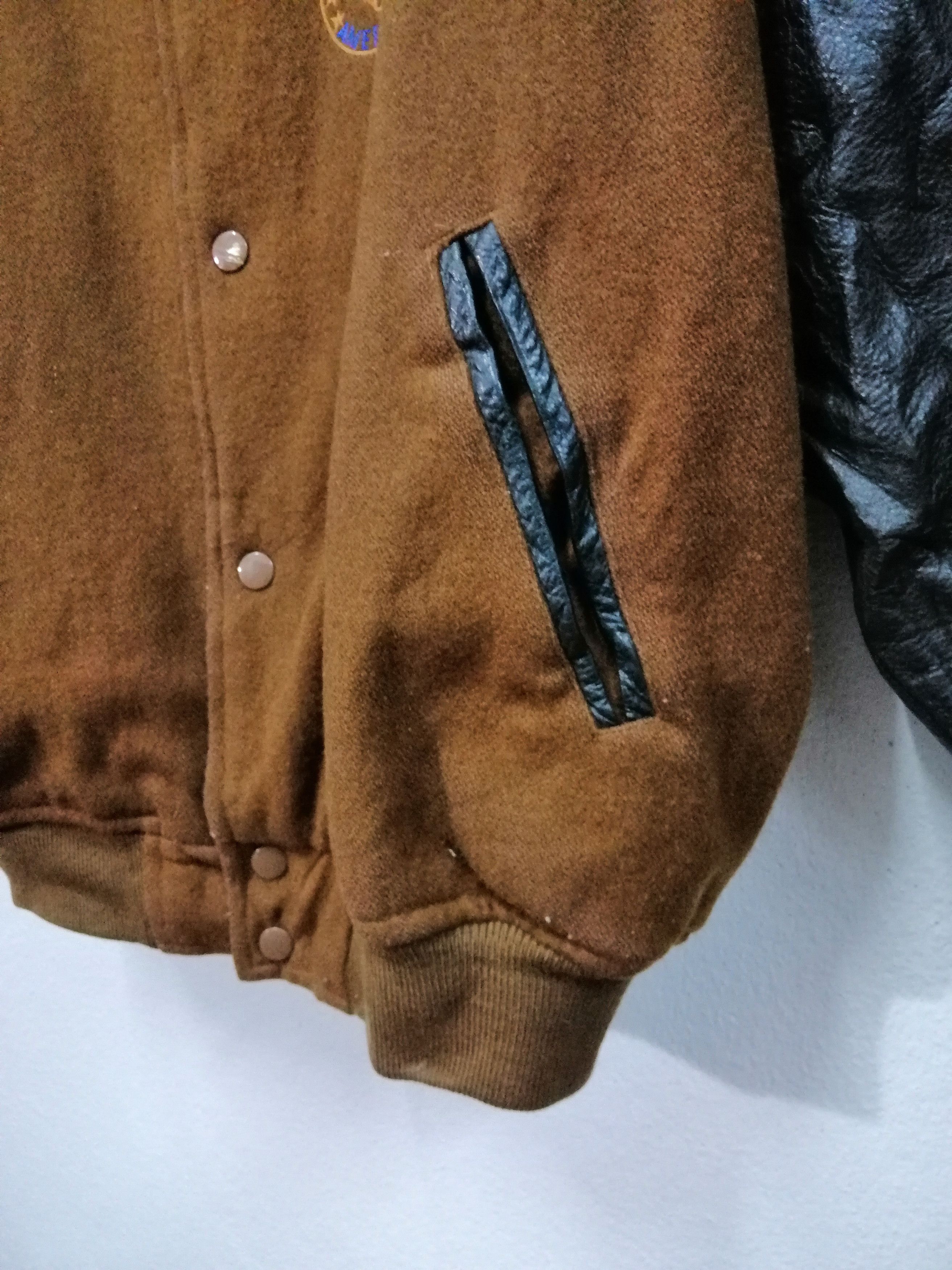 Japanese Brand × Vintage EASY RISE AMERICAN SPIRITS WOOL WITH LEATHER SLEEVE JACKET Size US L / EU 52-54 / 3 - 4 Thumbnail