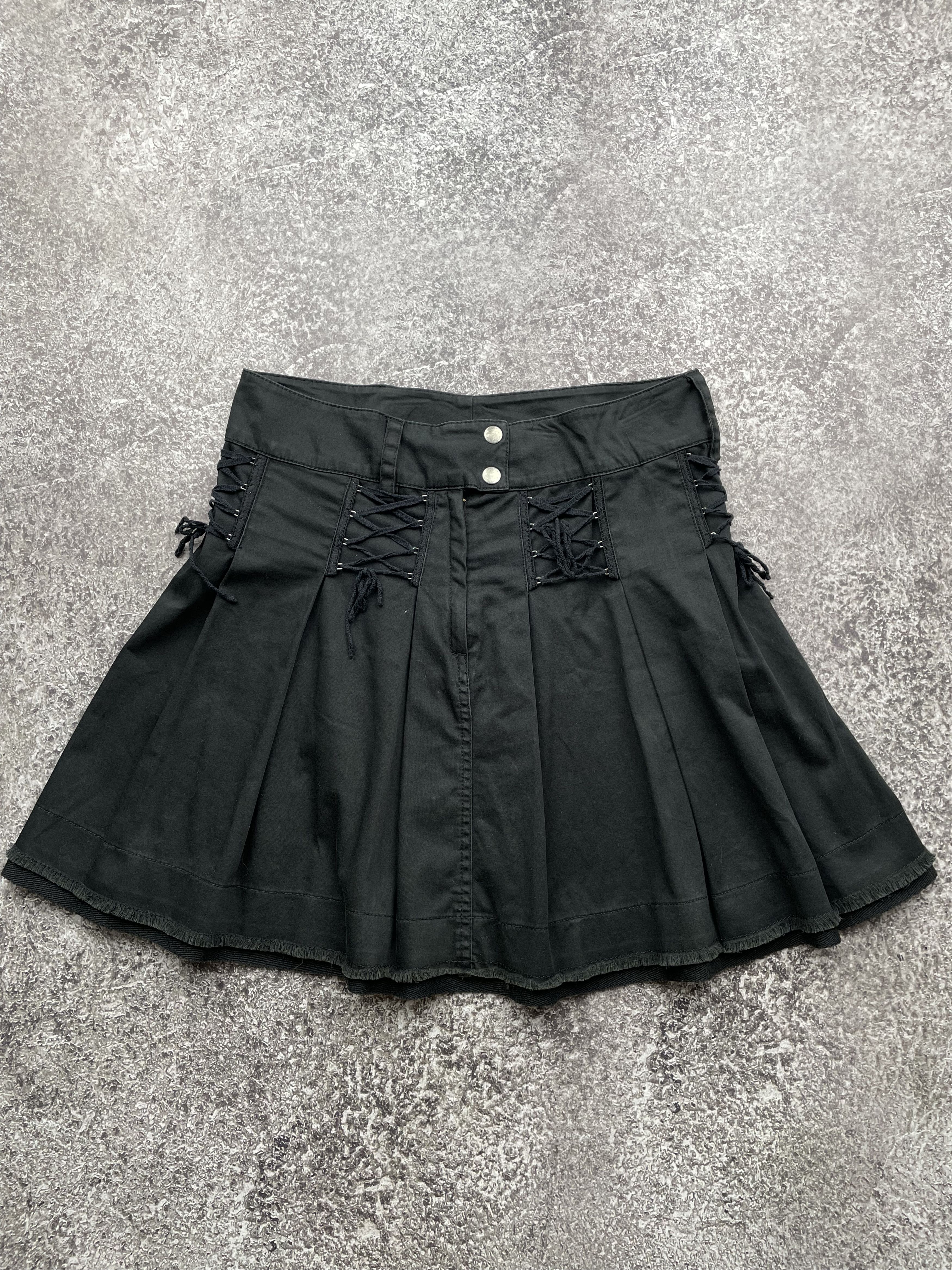 image of Avant Garde x Vintage Bondage Flared Mini Skirt in Black, Women's (Size 26)