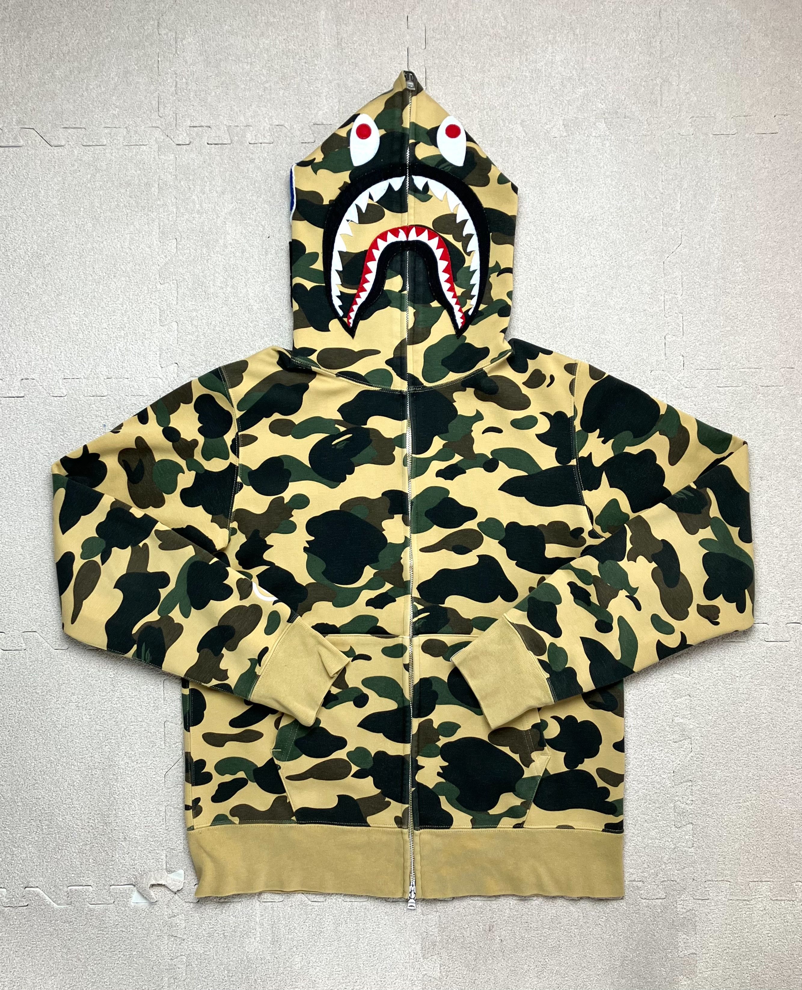 image of Bape 1St Camo Yellow Shark Gore Tex Full Zip Hoodie, Men's (Size Medium)