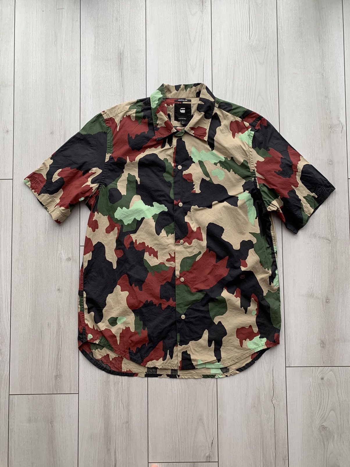 G Star Raw Gstar BRISTUM UTILITY CLEAN SERVICE SHIRT size L Camo Grailed