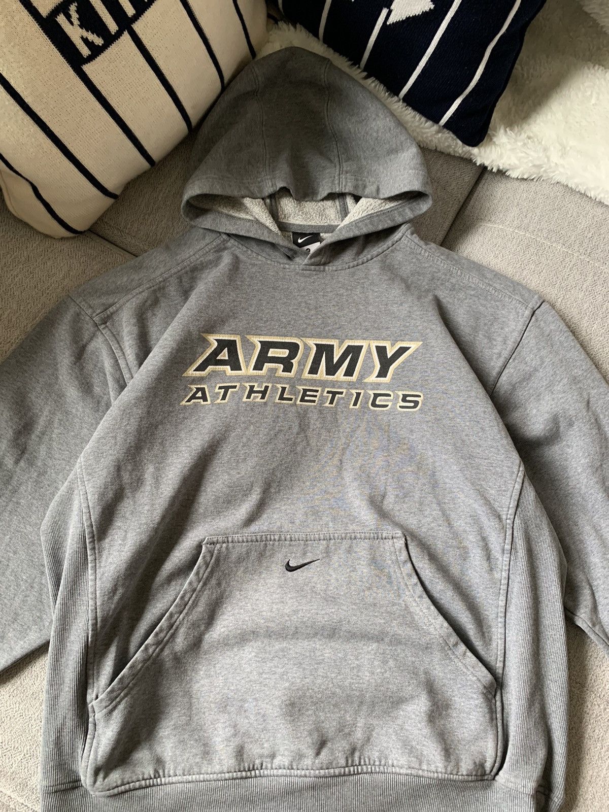 Nike × Vintage Vintage Grey Middle Swoosh Army Military Hoodie Size US M / EU 48-50 / 2 - 3 Thumbnail