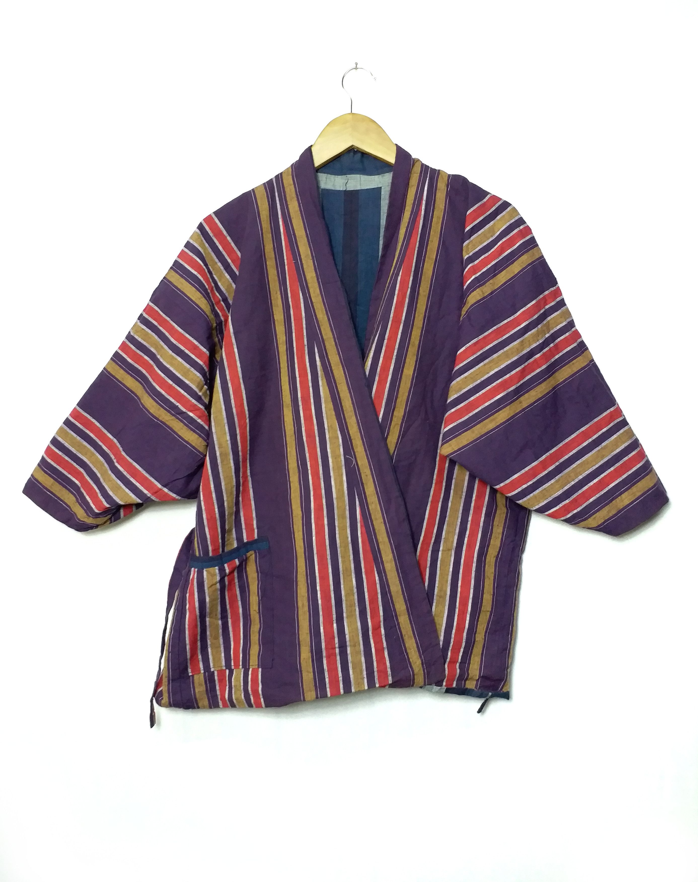 Indigo Stripes Reversible Kendo Jacket Kimono Japanese Style M Size US M / EU 48-50 / 2 - 4 Thumbnail