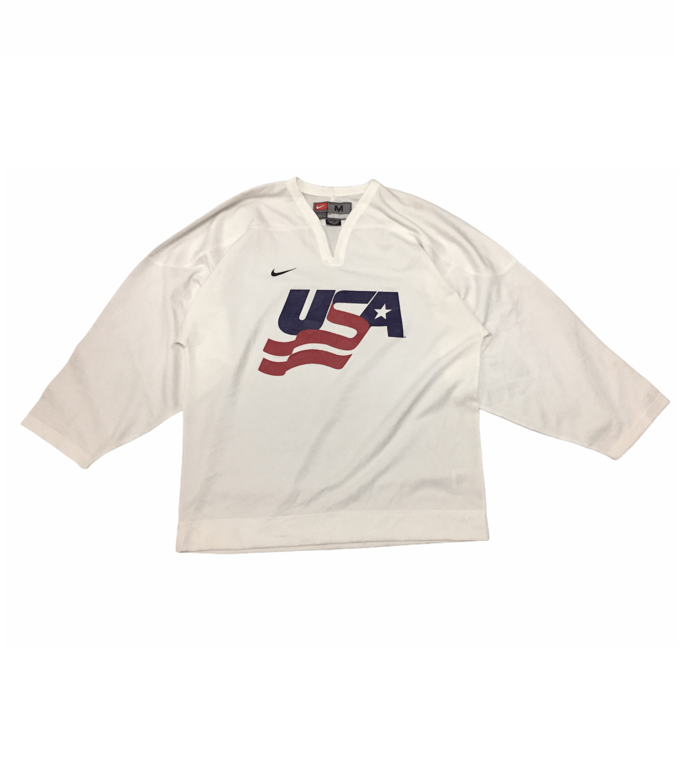 image of 90's Nike Usa Hockey Jersey in White, Men's (Size Large)