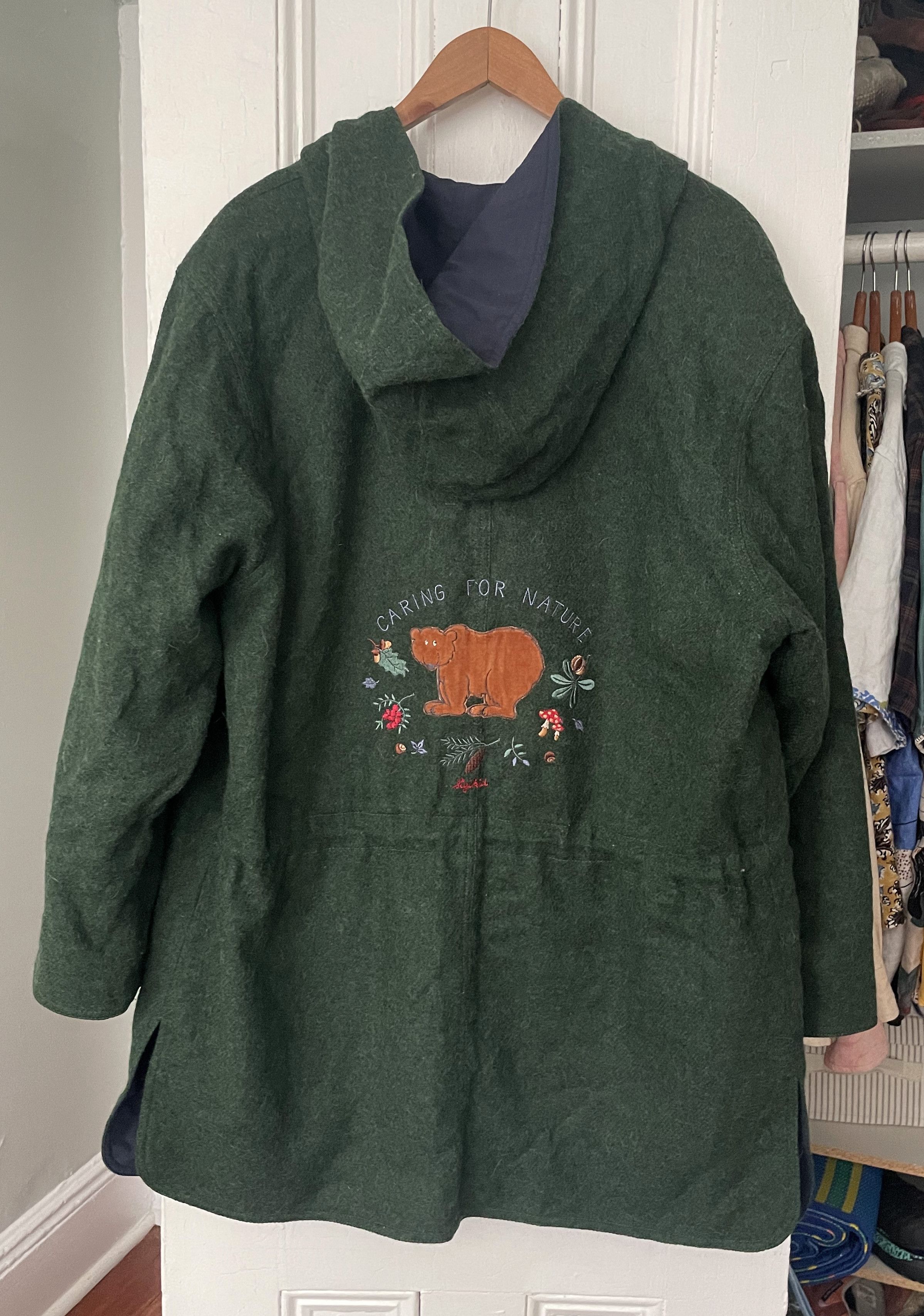 Vintage REVERSIBLE CARING FOR NATURE WOOL COAT Size US L / EU 52-54 / 3 - 4 Thumbnail