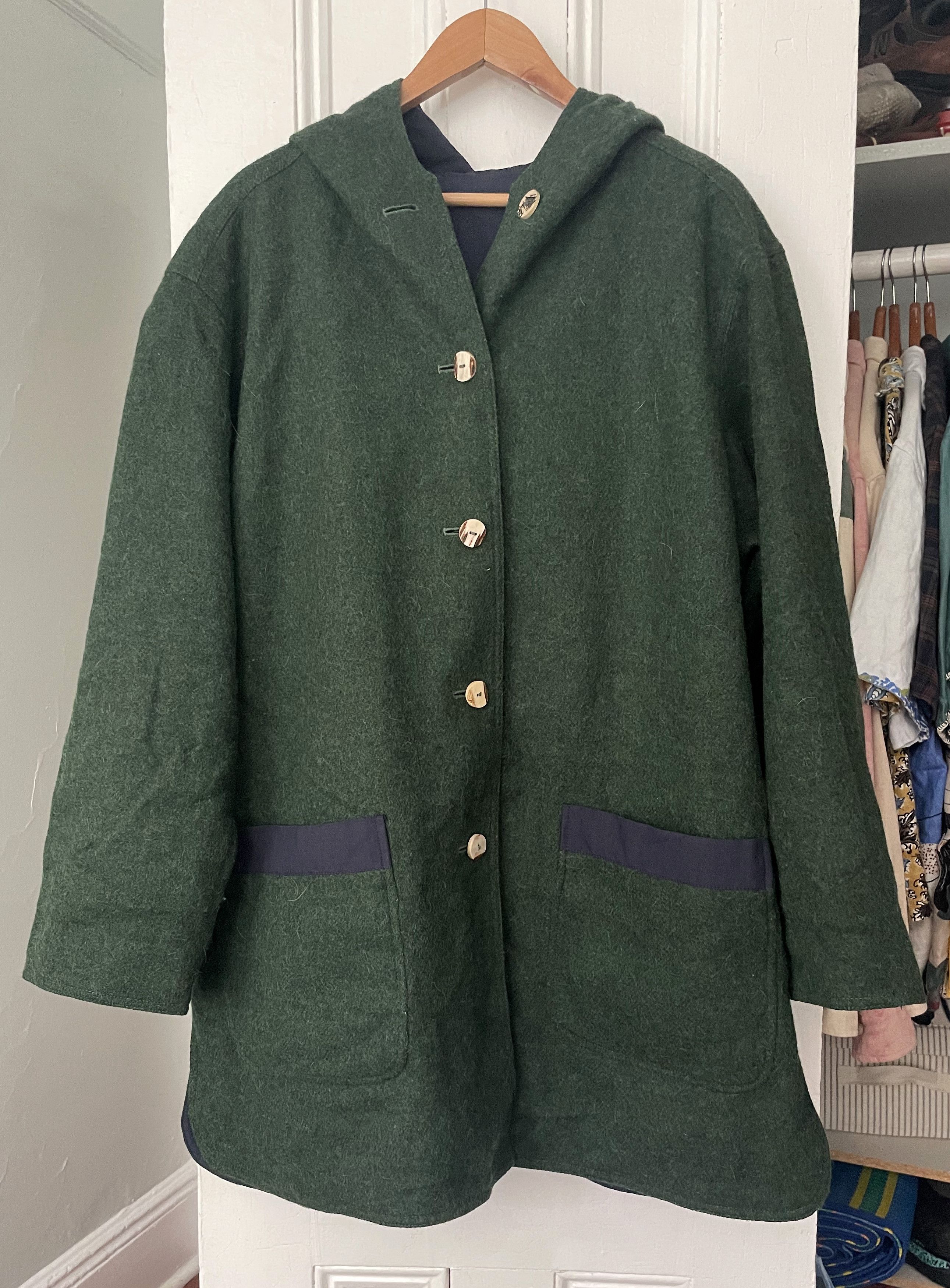Vintage REVERSIBLE CARING FOR NATURE WOOL COAT Size US L / EU 52-54 / 3 - 2 Thumbnail