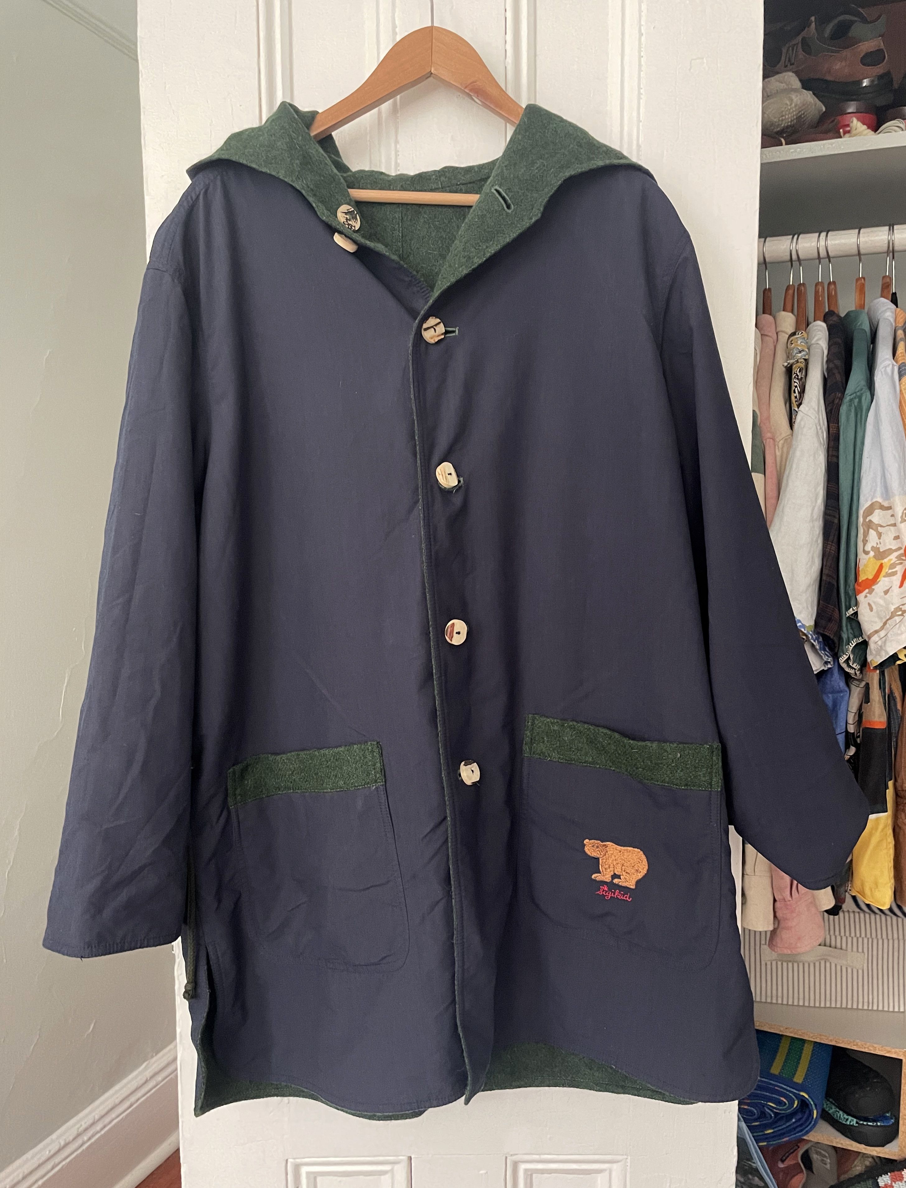 Vintage REVERSIBLE CARING FOR NATURE WOOL COAT Size US L / EU 52-54 / 3 - 1 Thumbnail