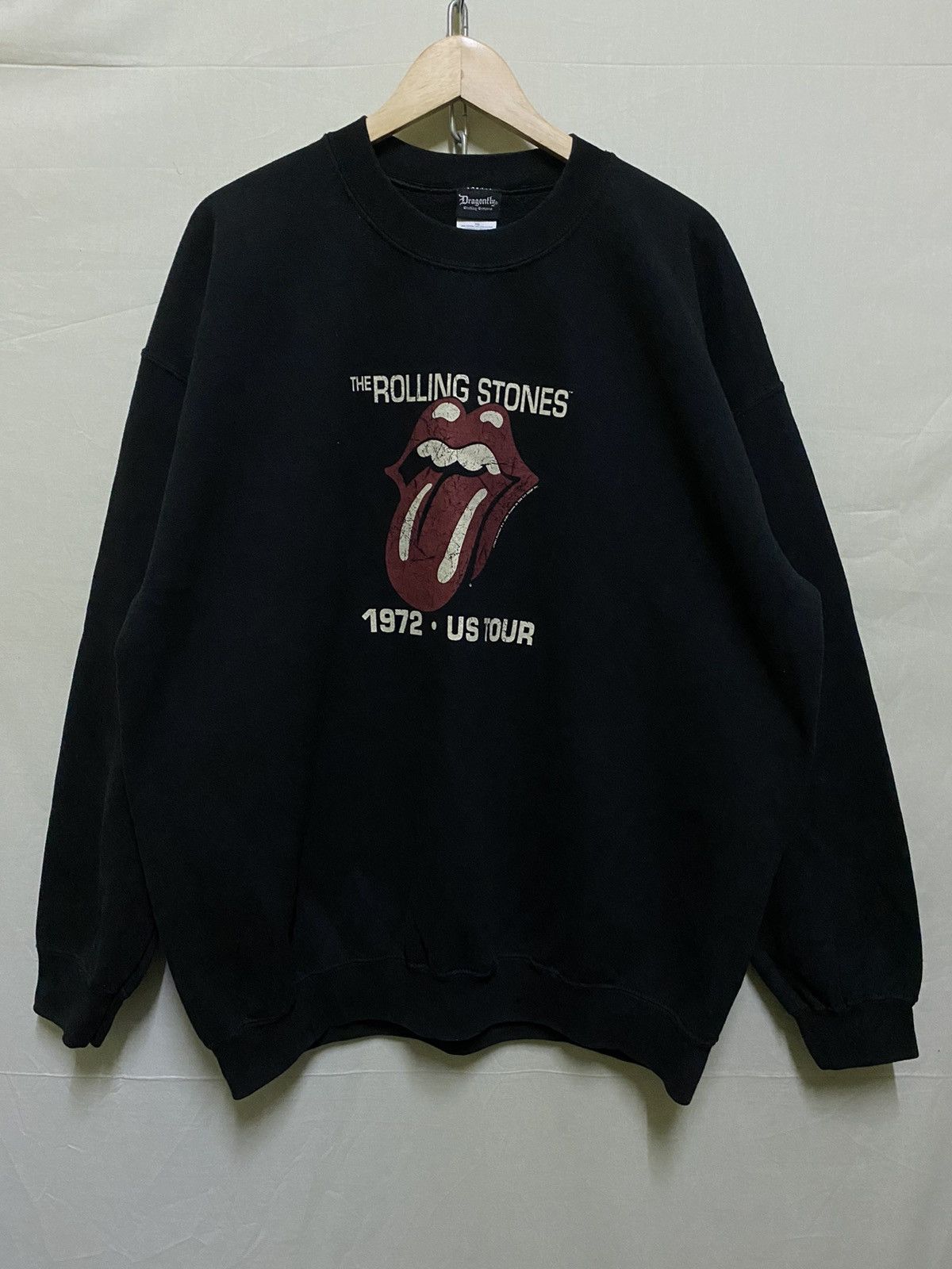 image of Band Tees x Dragonfly Rolling Stones Sweatshirt in Black, Men's (Size XL)