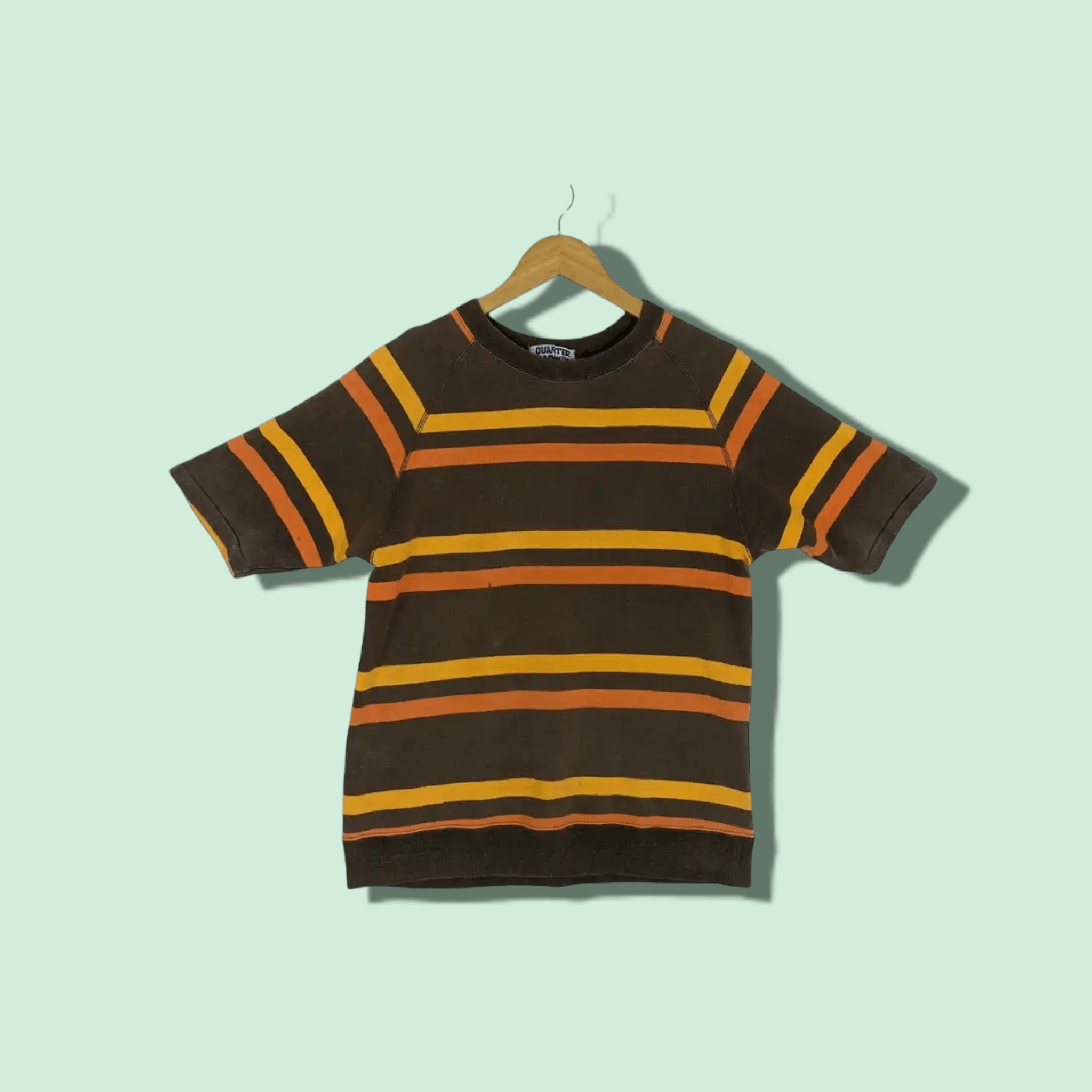 Japanese Brand 90's QUARTER BACK Van Jac Striped Winter Warm T-Shirt Size US M / EU 48-50 / 2 - 1 Thumbnail