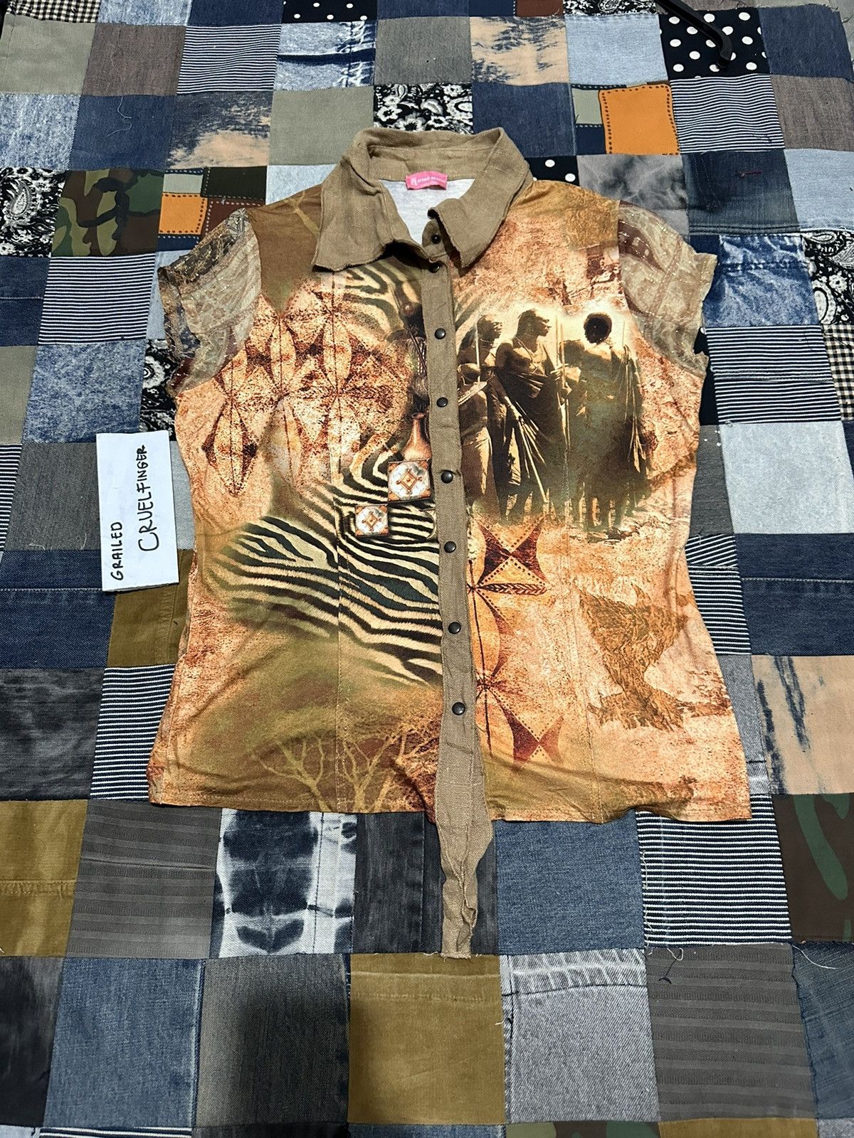 Designer × Vintage Ottimo Braccio Italy Fullprint Art Indian And lion Size L / US 10 / IT 46 - 9 Thumbnail