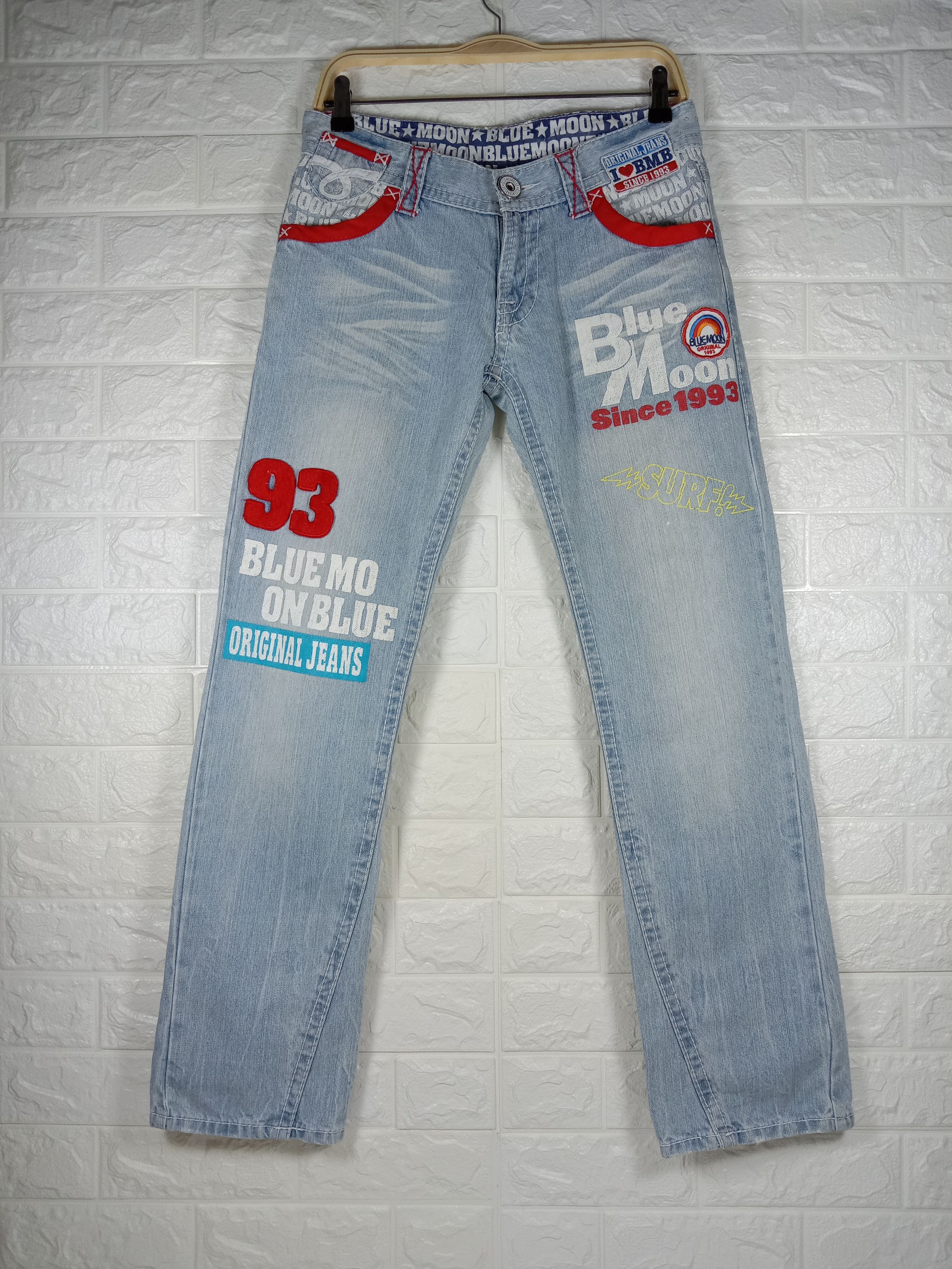Japanese Brand Vintage Japanese Blue Moon Blue Surf Style Patched Jeans Size 30" / US 8 / IT 44 - 1 Thumbnail