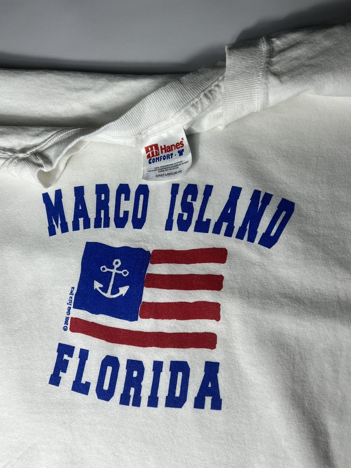 Band Tees × Vintage VINTAGE🤑 Marco Island Florida 2001 Hanes vintage t-shirt Size US L / EU 52-54 / 3 - 2 Thumbnail
