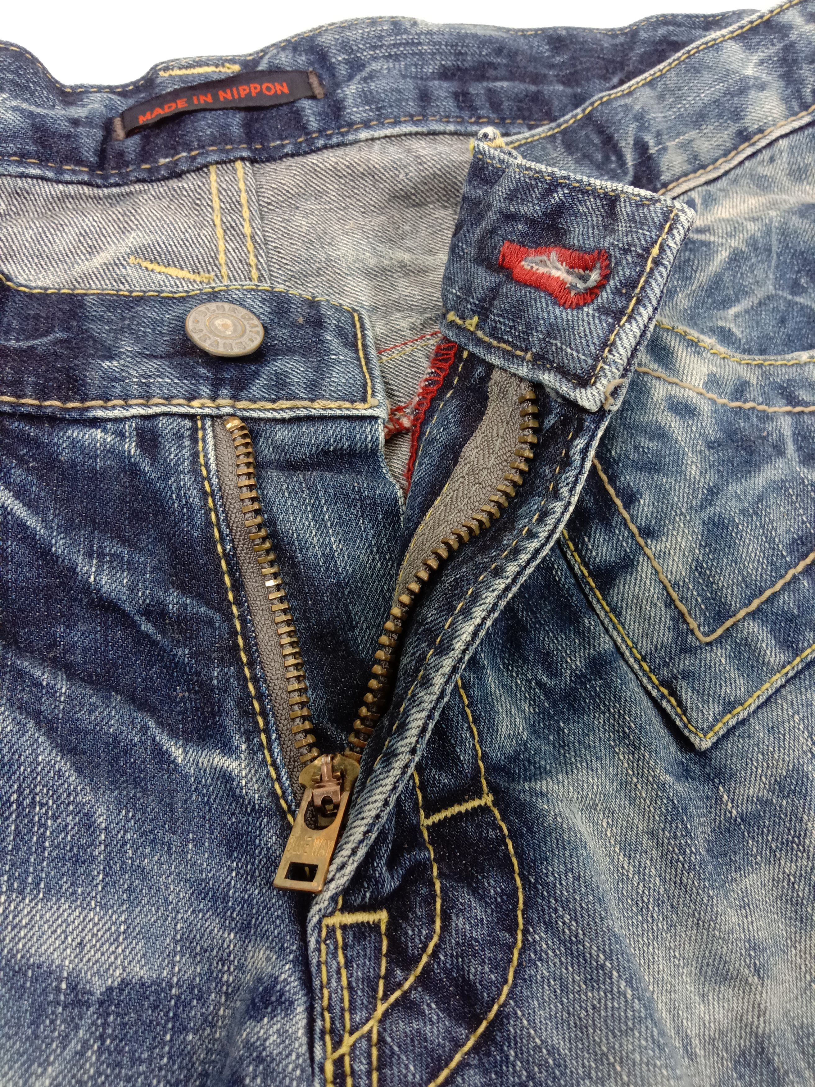 Japanese Brand Vintage Blue Way Bleach Design Bell Bottom Flare Jeans Size US 34 / EU 50 - 9 Thumbnail