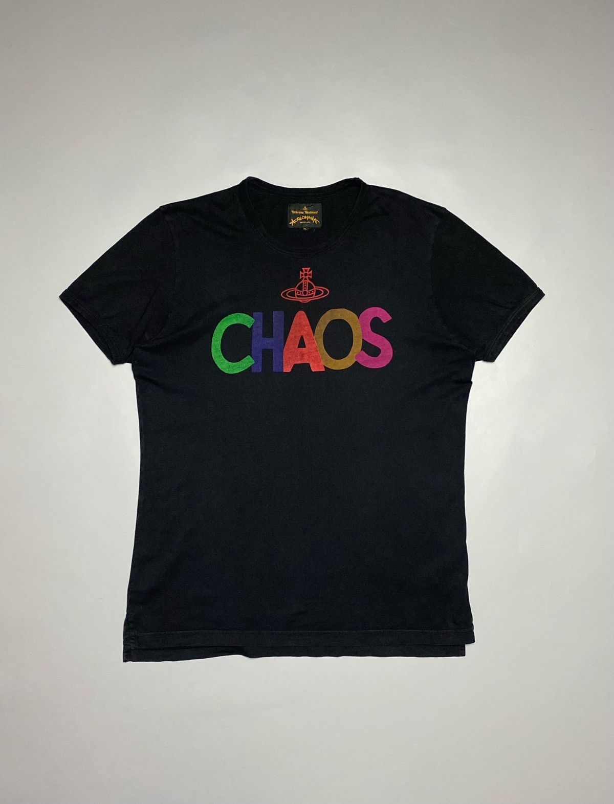 Pre-owned Vivienne Westwood Chaos Big Logo Orb Vintage T-shirt In Black