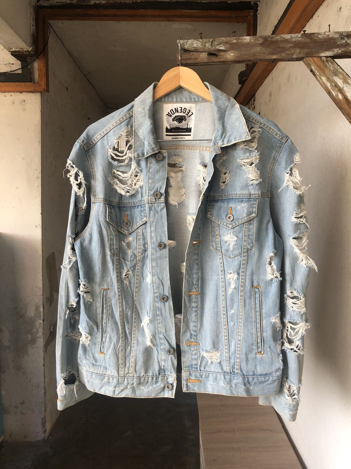 If Six Was Nine Vintage Lagenda Tokyo Distressed Trucker Jacket Like Kapital Size US M / EU 48-50 / 2 - 4 Thumbnail
