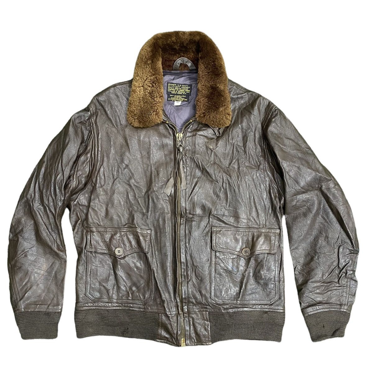 image of Leather Jacket x Vintage VTG 40’S Buaer Us Navy G1 Flight Jackets Willis And Geiger in Brown (Size 