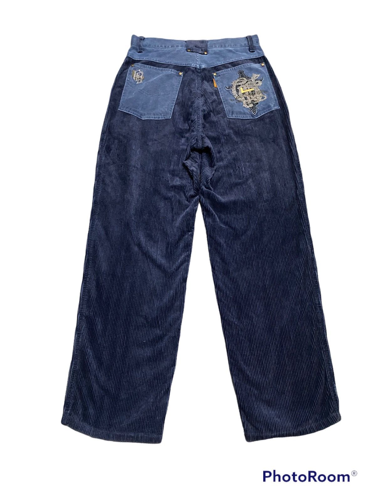 image of Corduroi Club x Lancel Gcw23Vintage Lancel Emboidery Corduroy Pants in Dark Blue, Men's (Size 29)